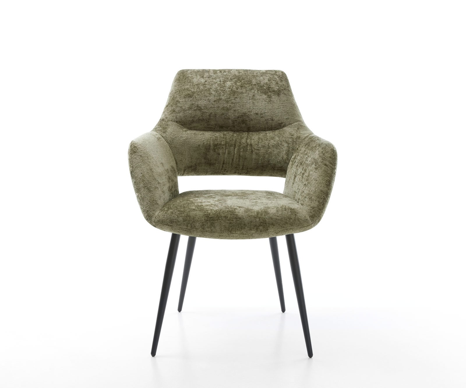 Esszimmerstuhl Yago-Flex mit Armlehnen Chenille Olive 4-Fuß konisch Schwarz Taschenfederkern 1 Esszimmerstuhl Yago-Flex mit Armlehnen Chenille Olive 4-Fuß konisch Schwarz Taschenfederkern 1