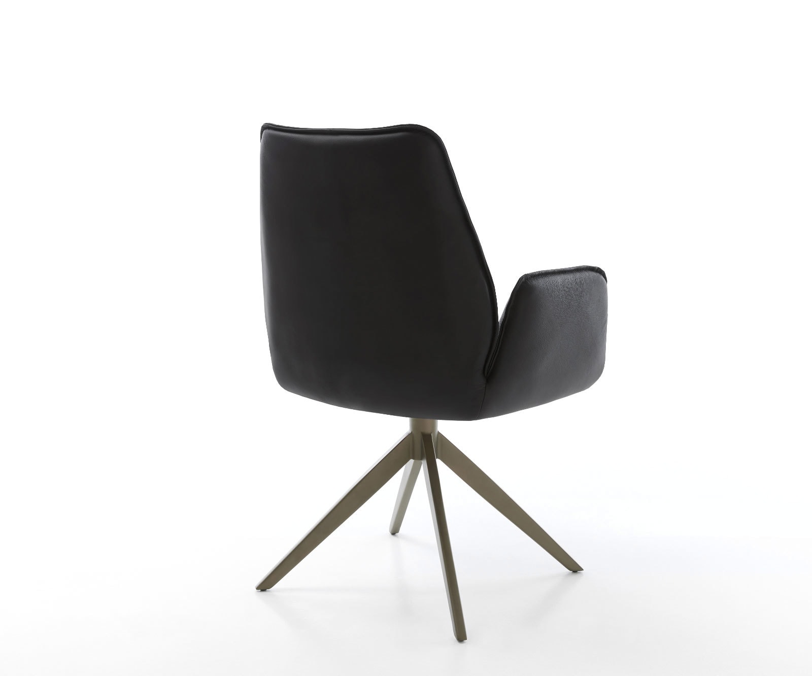Drehstuhl Zoa-Flex Echt-Leder Schwarz Kreuzgestell breit Effektfinish Titan 360° drehbar Wippfunktion Taschenfederkern 2
