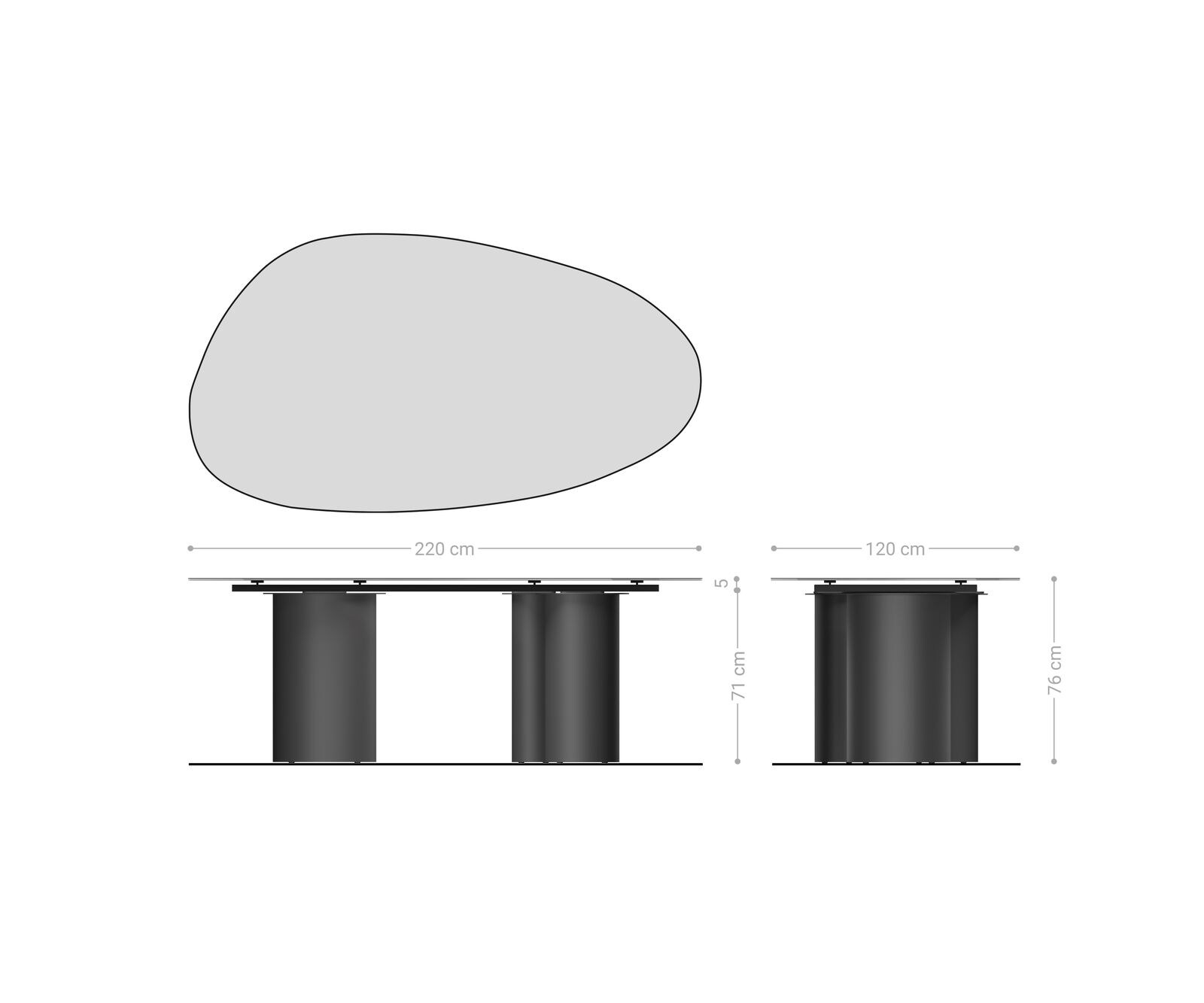 Esstisch Edge Oval 220x120 Keramik Laminam® Travertino Bianco Creme-Weiß Troa Metall Weiß 6