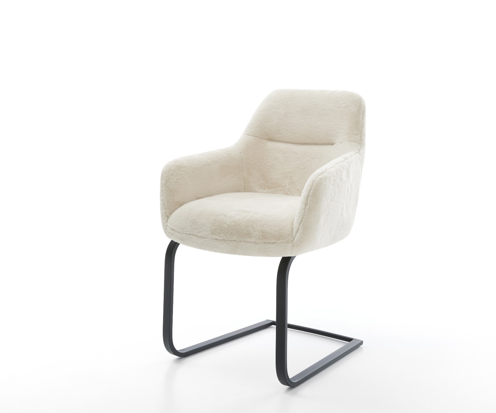 Freischwinger Pejo-Flex Plüsch Creme-Weiß Freischwinger flach Schwarz Taschenfederkern 1