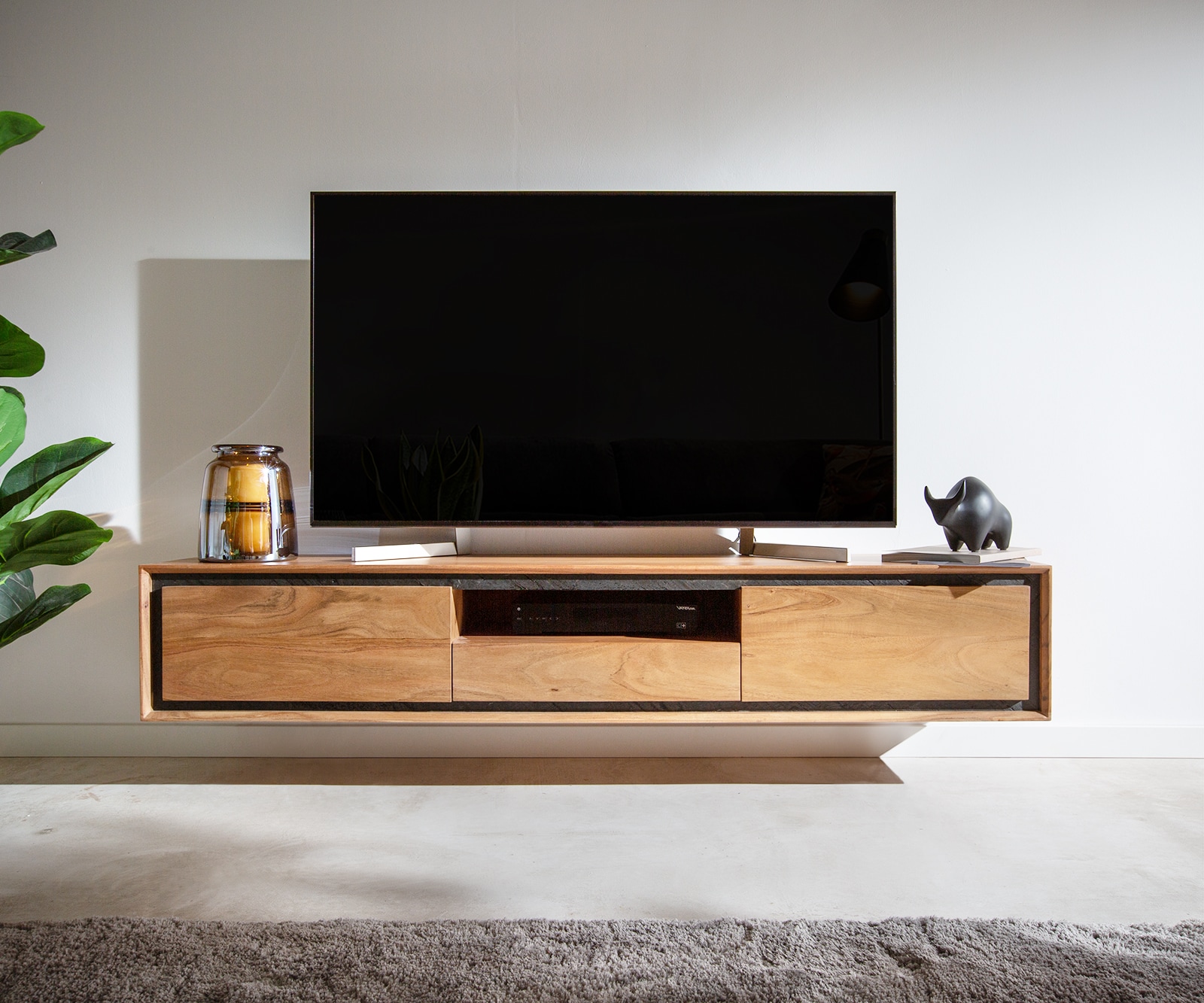 Lowboard Stonegrace 175 cm Akazie Natur 2 Türen 1 Fach 1 Schublade Steinfurnier schwebend 1 Lowboard Stonegrace 175 cm Akazie Natur 2 Türen 1 Fach 1 Schublade Steinfurnier schwebend 1