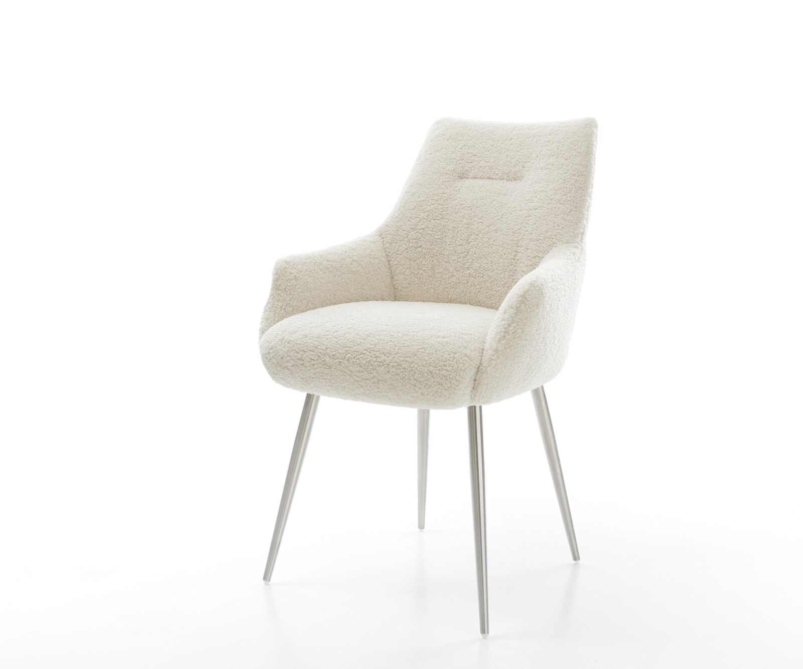 Esszimmerstuhl Alja-Flex mit Armlehnen Teddystoff Beige 4-Fuß konisch Edels günstig online kaufen