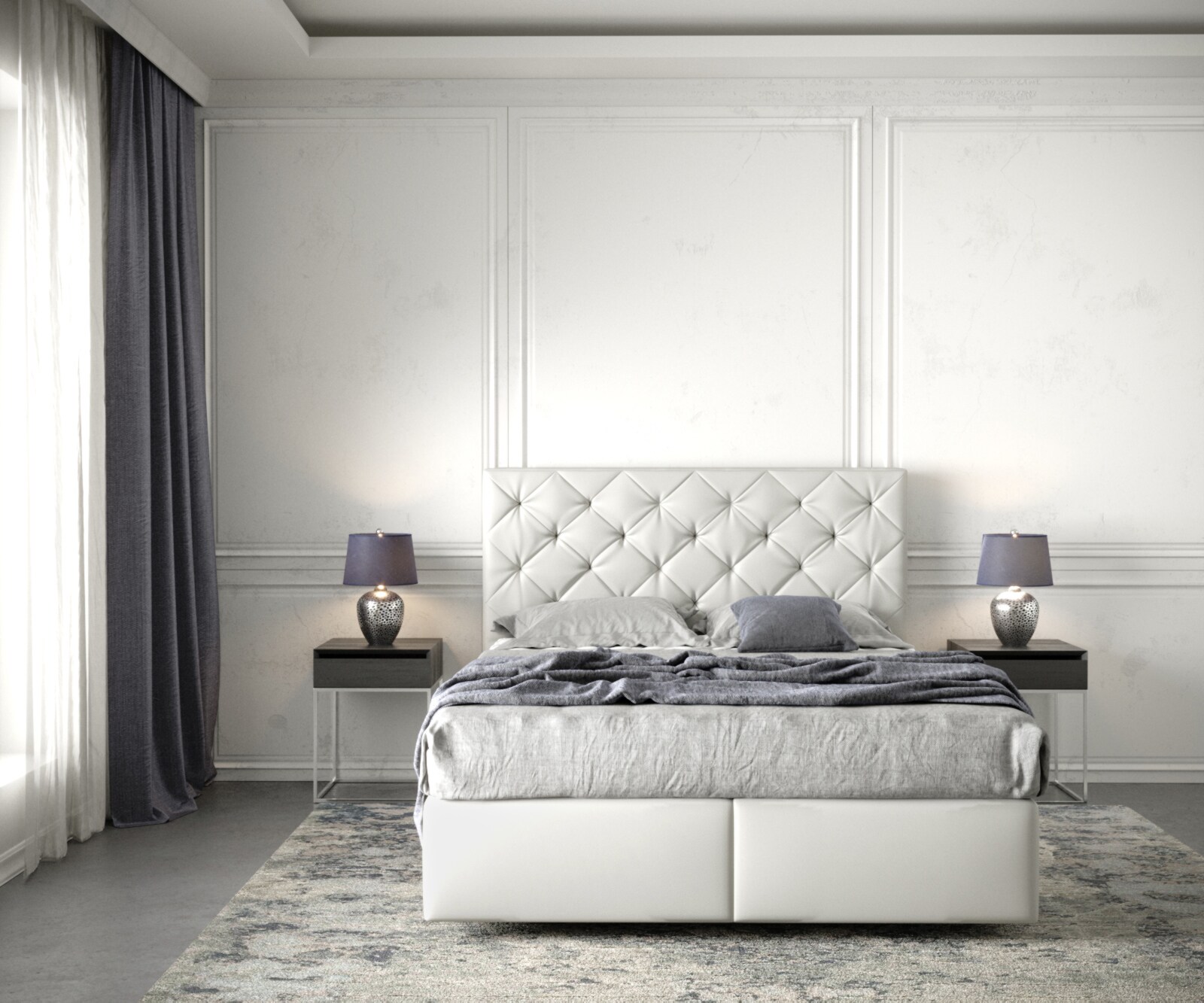 Boxspringbett Dream-Great 140x200 cm Kunstleder Weiß mit Matratze und Topper 1