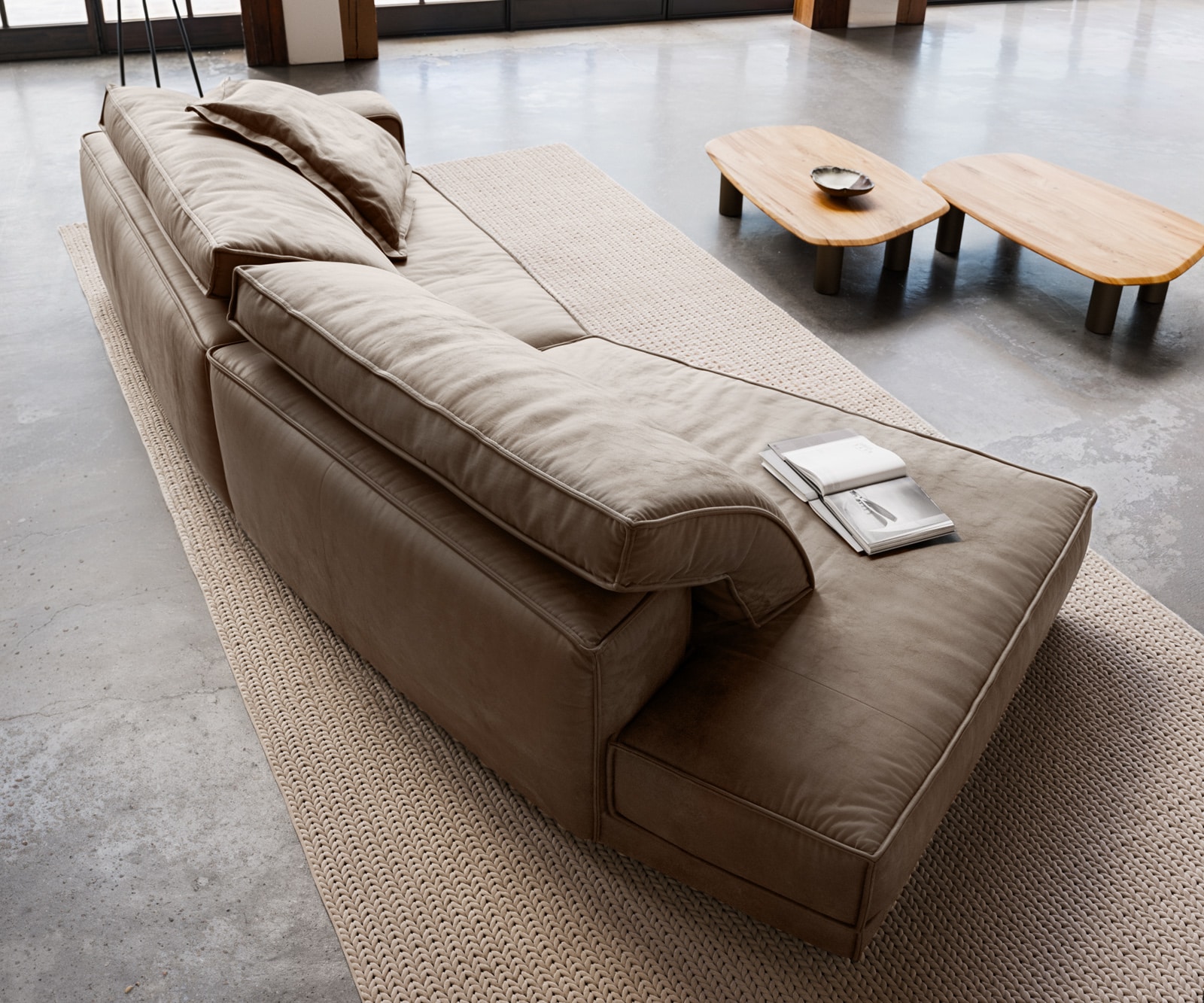 Big-Sofa Snoosh 400x150 cm Mikrofaser Schlamm Vintage Recamiere links 3 Big-Sofa Snoosh 400x150 cm Mikrofaser Schlamm Vintage Recamiere links 3