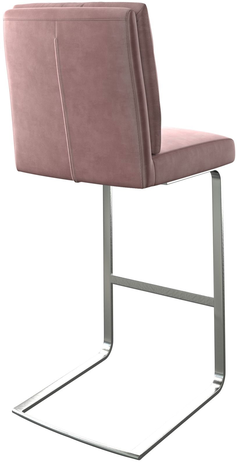 Barstuhl Pela-Flex Samt Rosé Freischwinger flach Edelstahl 4