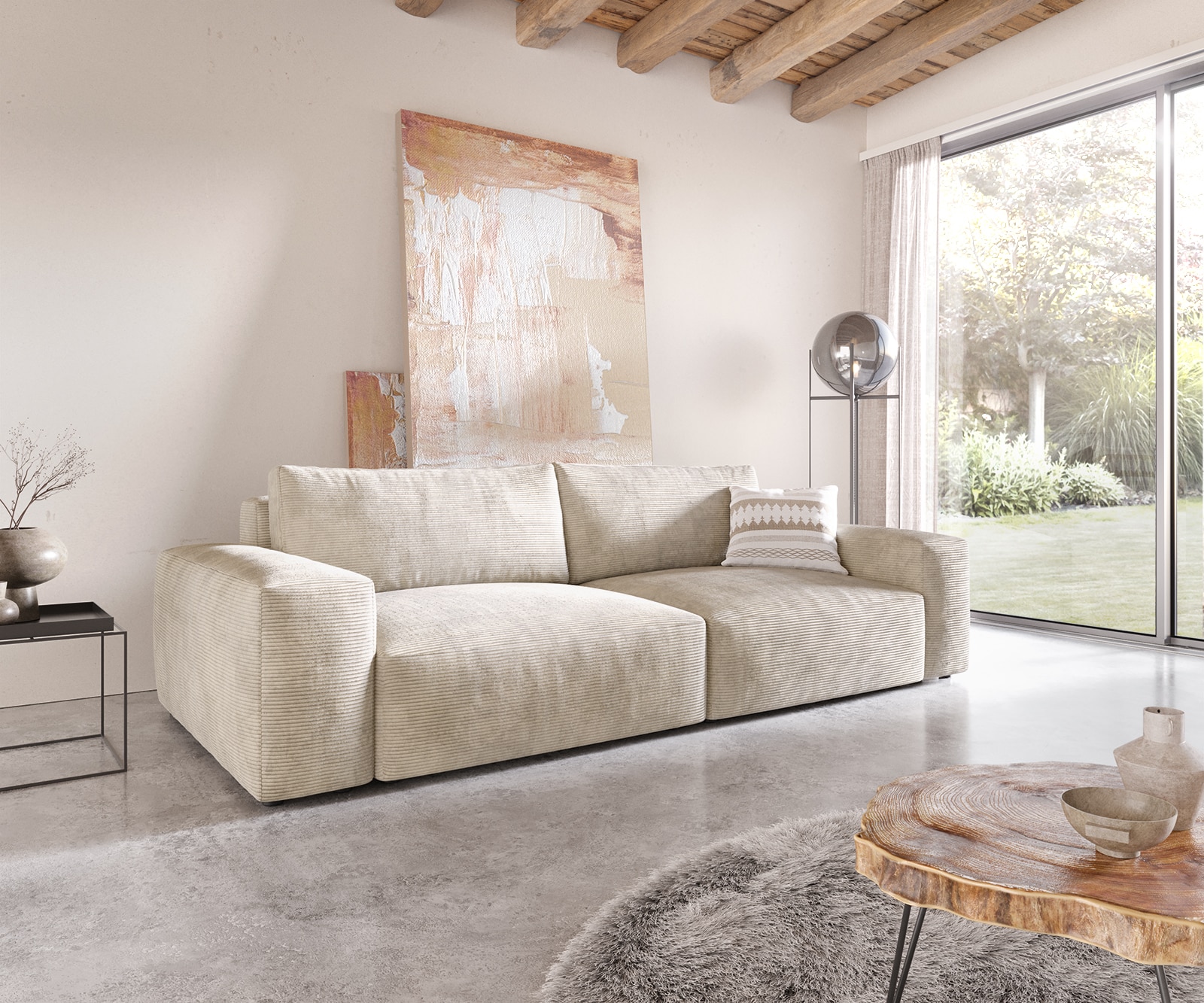 Big-Sofa Lanzo XL 270x130 cm Cord Beige Big-Sofa Lanzo XL 270x130 cm Cord Beige