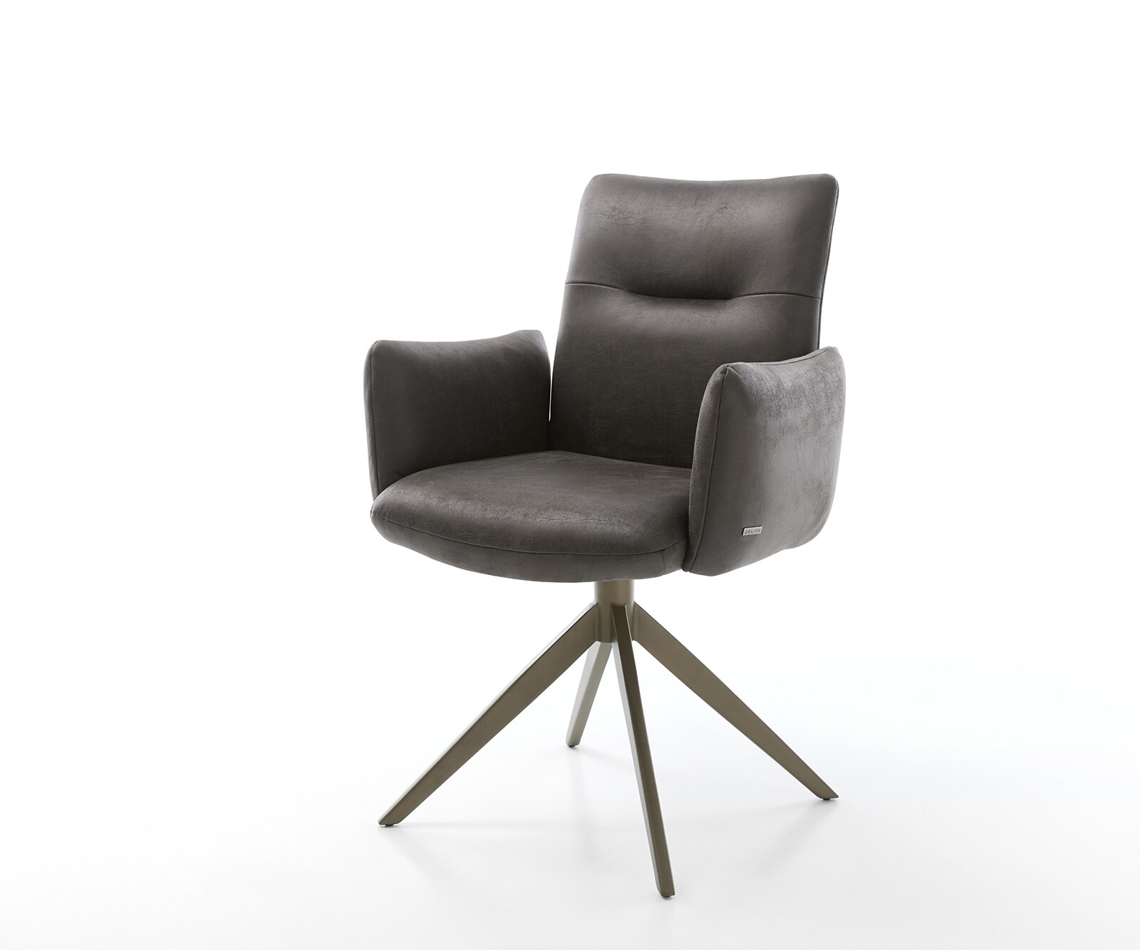 Drehstuhl Jova-Flex mit Armlehnen Anthrazit Vintage Kreuzgestell breit Effektfinish Titan 360° drehbar Taschenfederkern