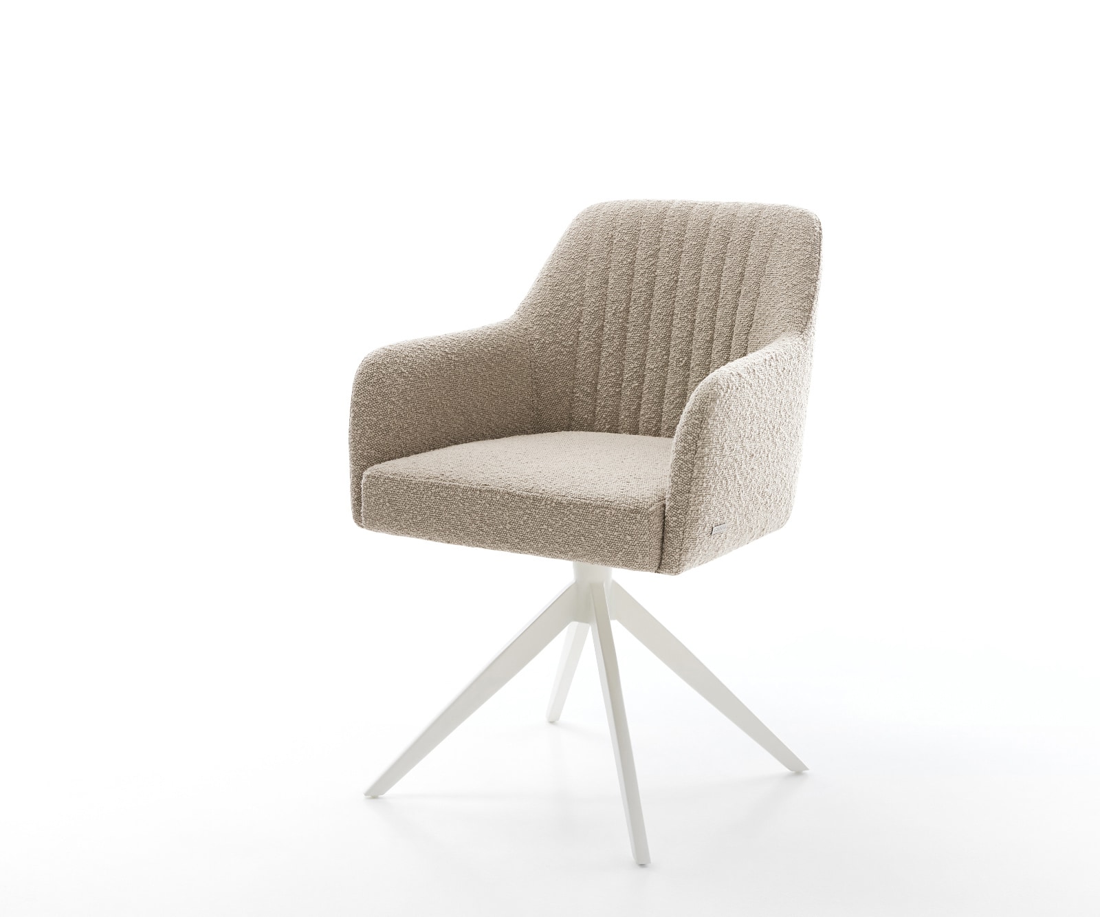 Chaise-pivotante Greg-Flex bouclé boue pied croisé large blanc pivotement sur 360° fonction bascule ressorts ensachés