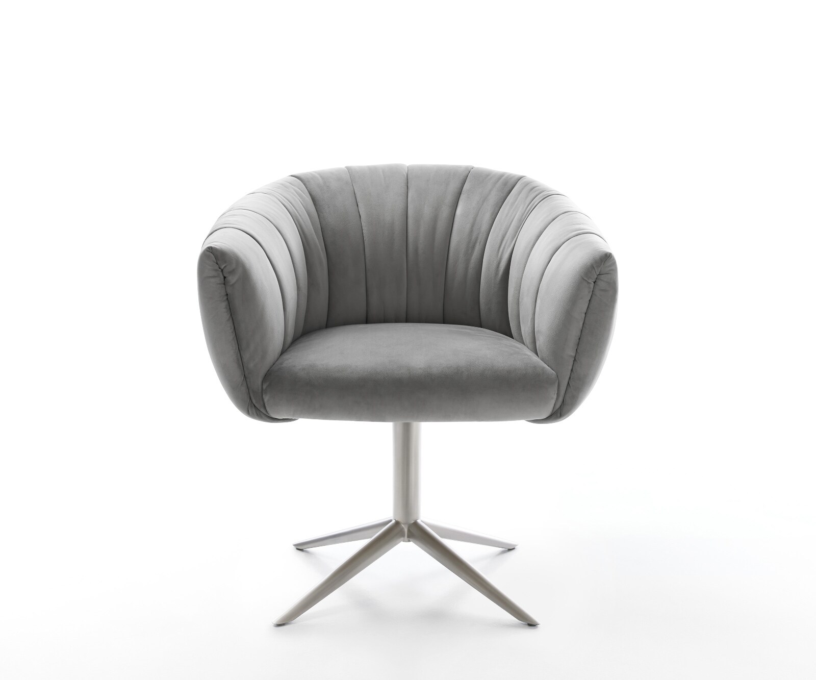 Drehstuhl Jada-Flex Samt Grau Fußkreuz Edelstahl 360° drehbar Wippfunktion Taschenfederkern 2