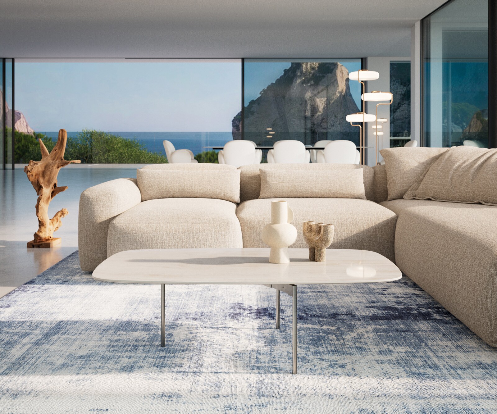 Couchtisch Edge Boot 120x70 cm Keramik Onyx Champagne Trive Edelstahl gebürstet 2