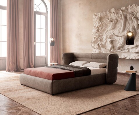 Polsterbettgestell Simea 140x200 cm Mikrofaser Taupe Vintage