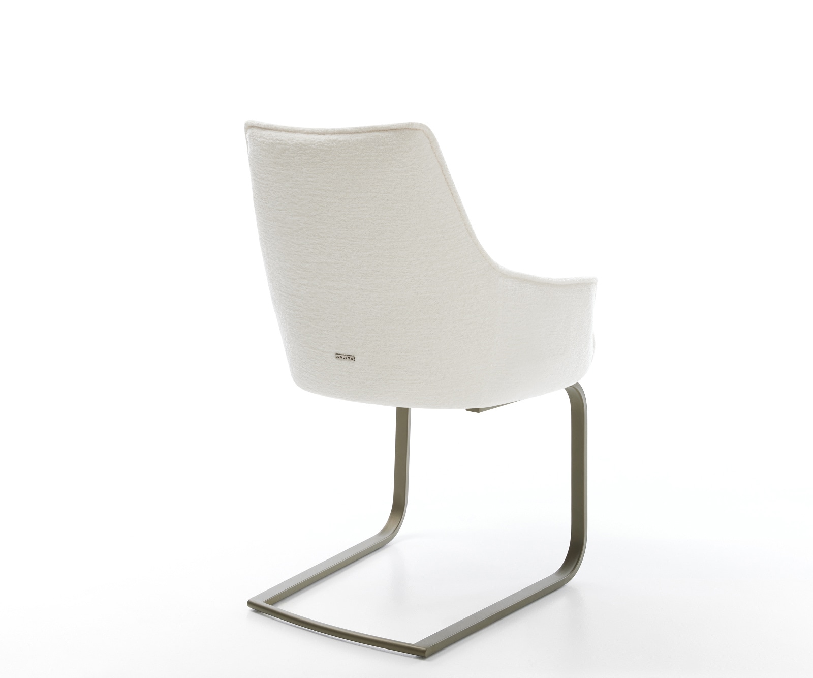 Freischwinger Alja-Flex mit Armlehnen Bouclé Soft Beige Freischwinger flach Effektfinish Titan Taschenfederkern 5