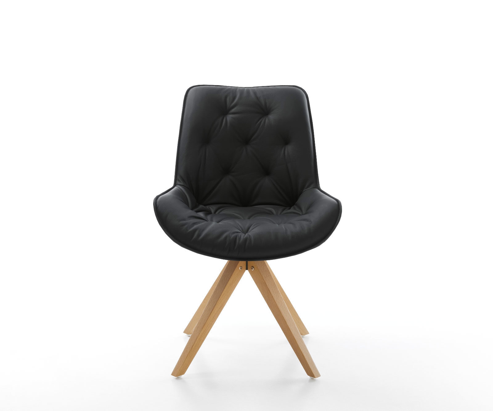 Esszimmerstuhl Taimi-Flex Echt-Leder Schwarz Holzgestell kantig Natur 2 Esszimmerstuhl Taimi-Flex Echt-Leder Schwarz Holzgestell kantig Natur 2