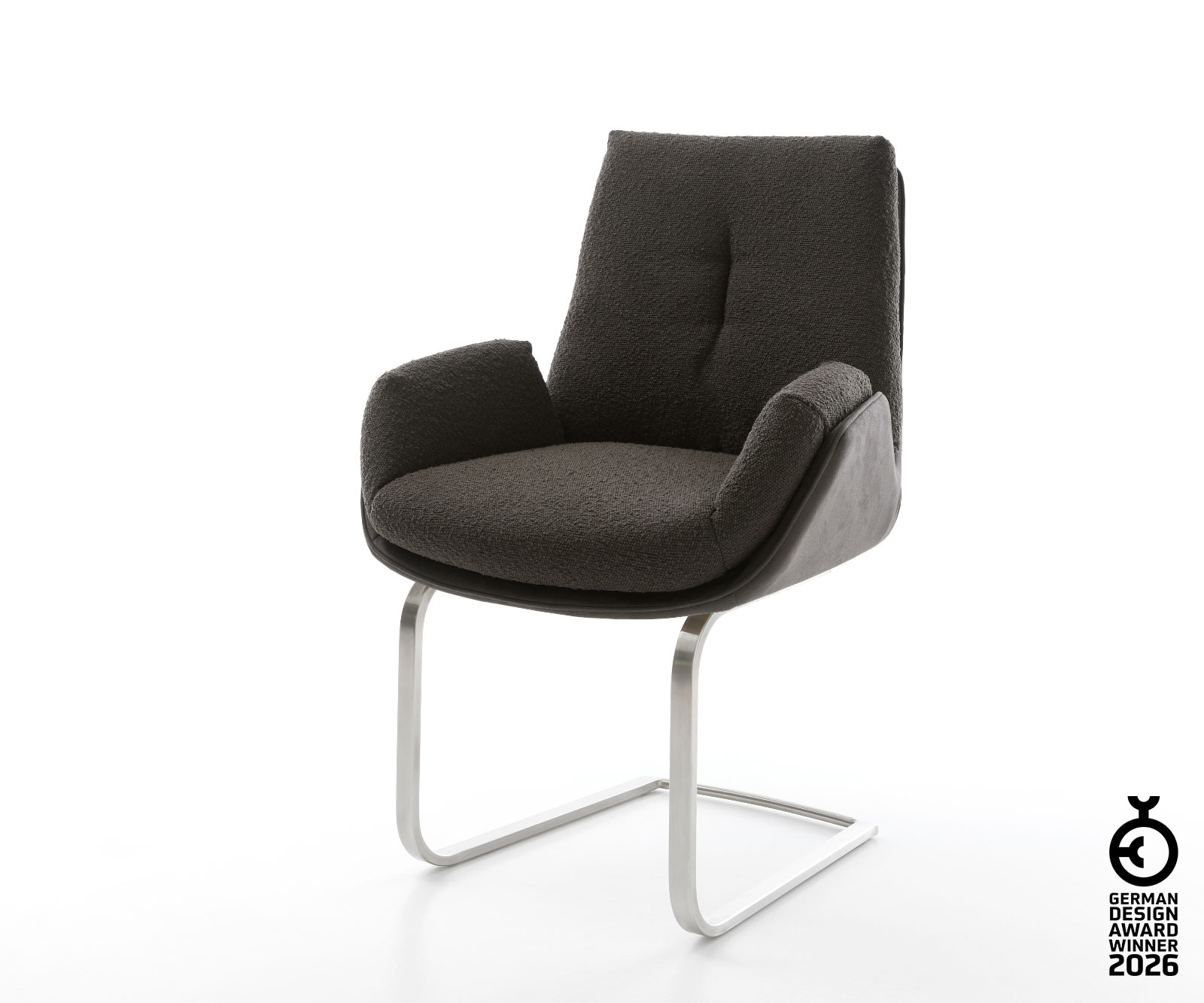 Freischwinger Clea-Flex Materialmix Schwarz Freischwinger flach Edelstahl