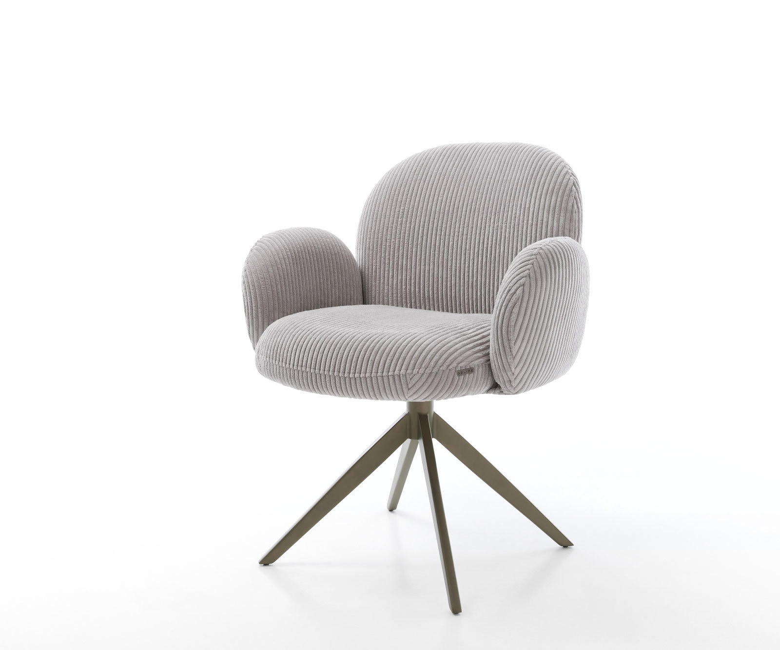 Drehstuhl Nube-Flex mit Armlehnen Cord Silbergrau Kreuzgestell breit Effektfinish Titan 360° drehbar Wippfunktion Taschenfederkern