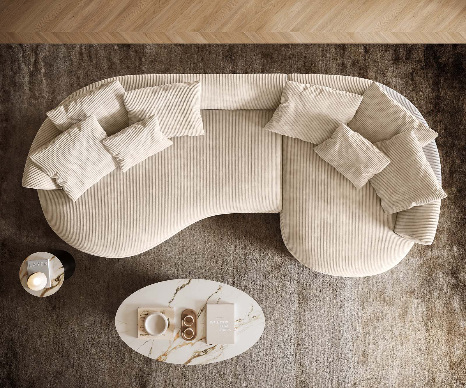 Sofa Edina 330x170 cm Cord Beige 4