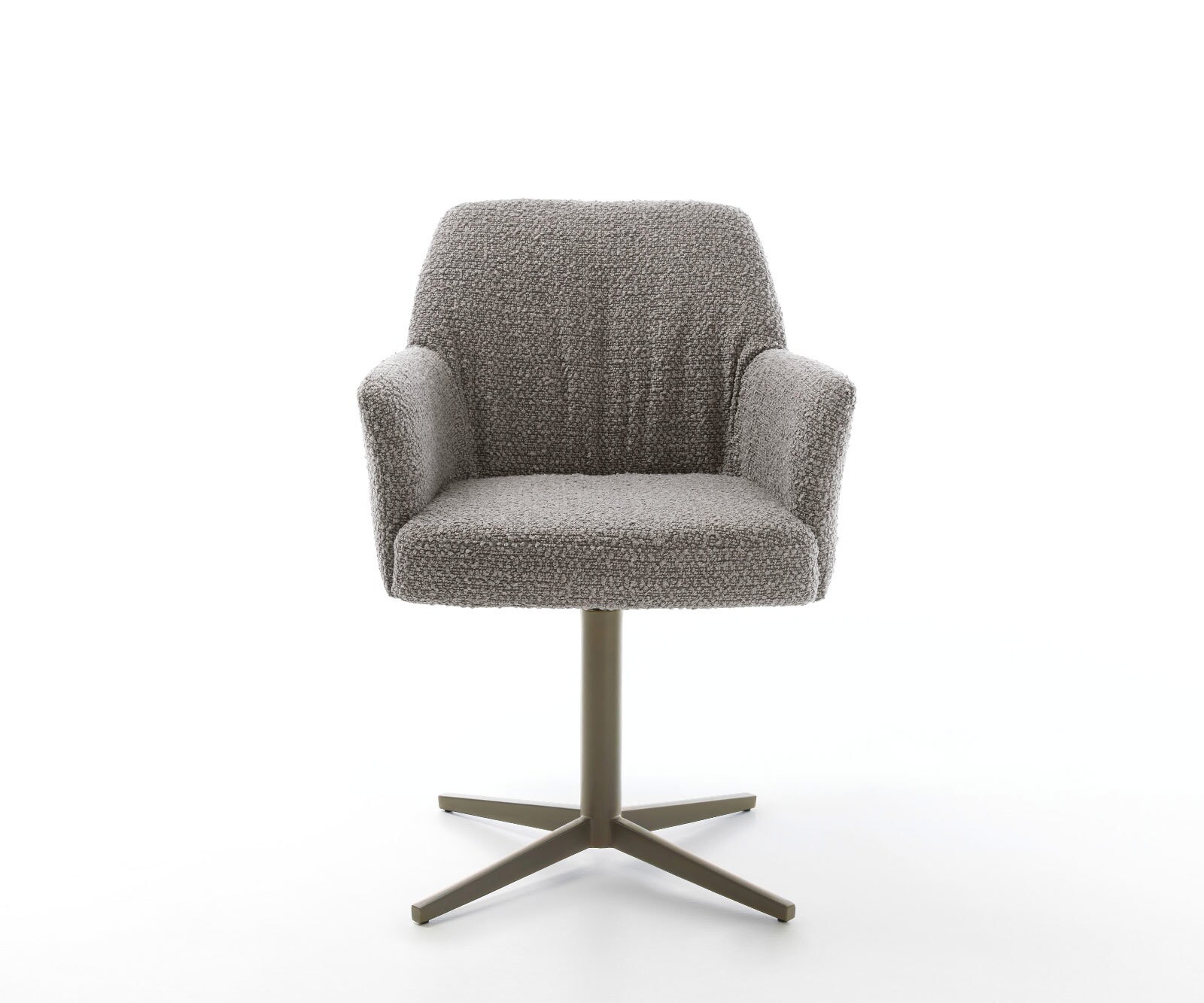 Drehstuhl Xana-Flex mit Armlehnen Bouclé Silbergrau Fußkreuz Effektfinish Titan 360° drehbar Taschenfederkern 1