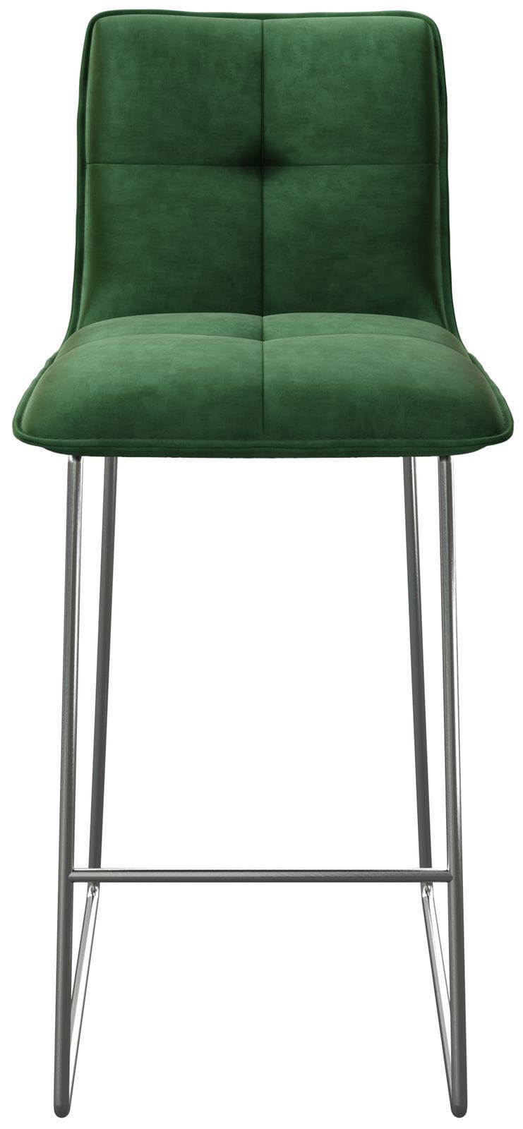 Barstuhl Maddy-Flex Samt Grün Kufengestell Edelstahl 4