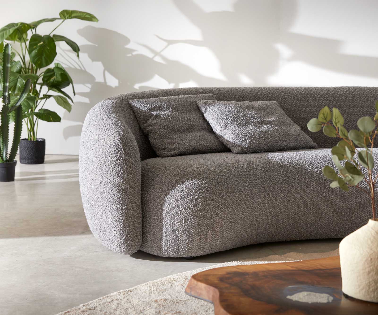 3-Sitzer Larna 260x120 cm Bouclé Silbergrau 4