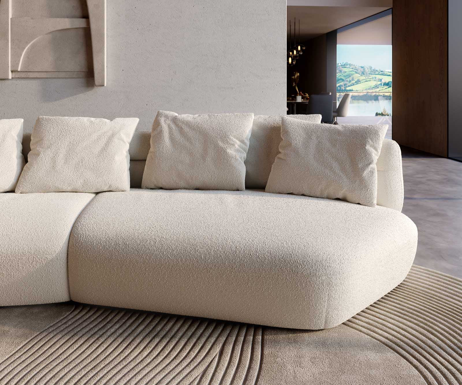 Sofa Roya 320x140 cm Bouclé Creme-Weiß 5