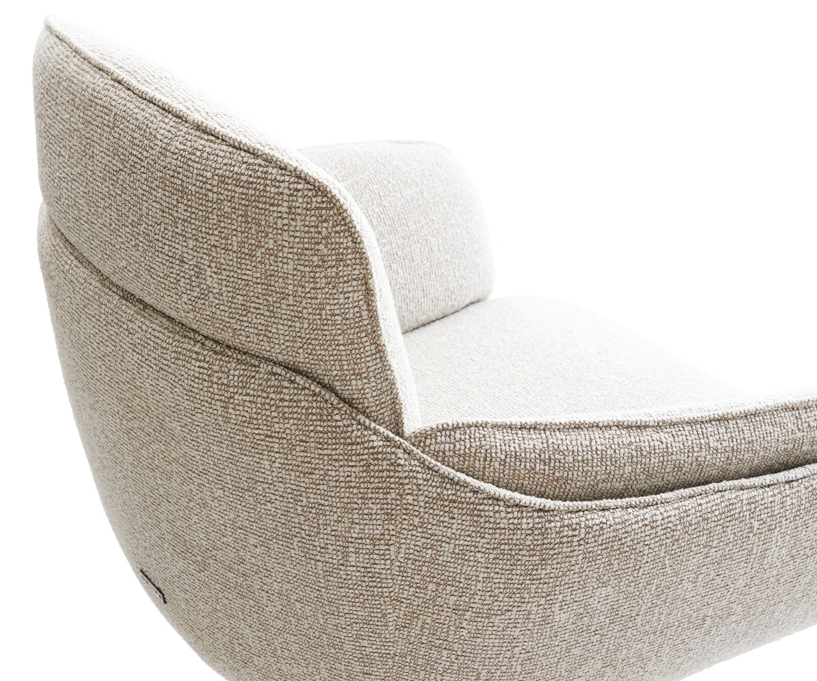 Esszimmerstuhl Luan-Flex mit Armlehnen Webstoff Soft Beige Kreuzgestell konisch Edelstahl 4