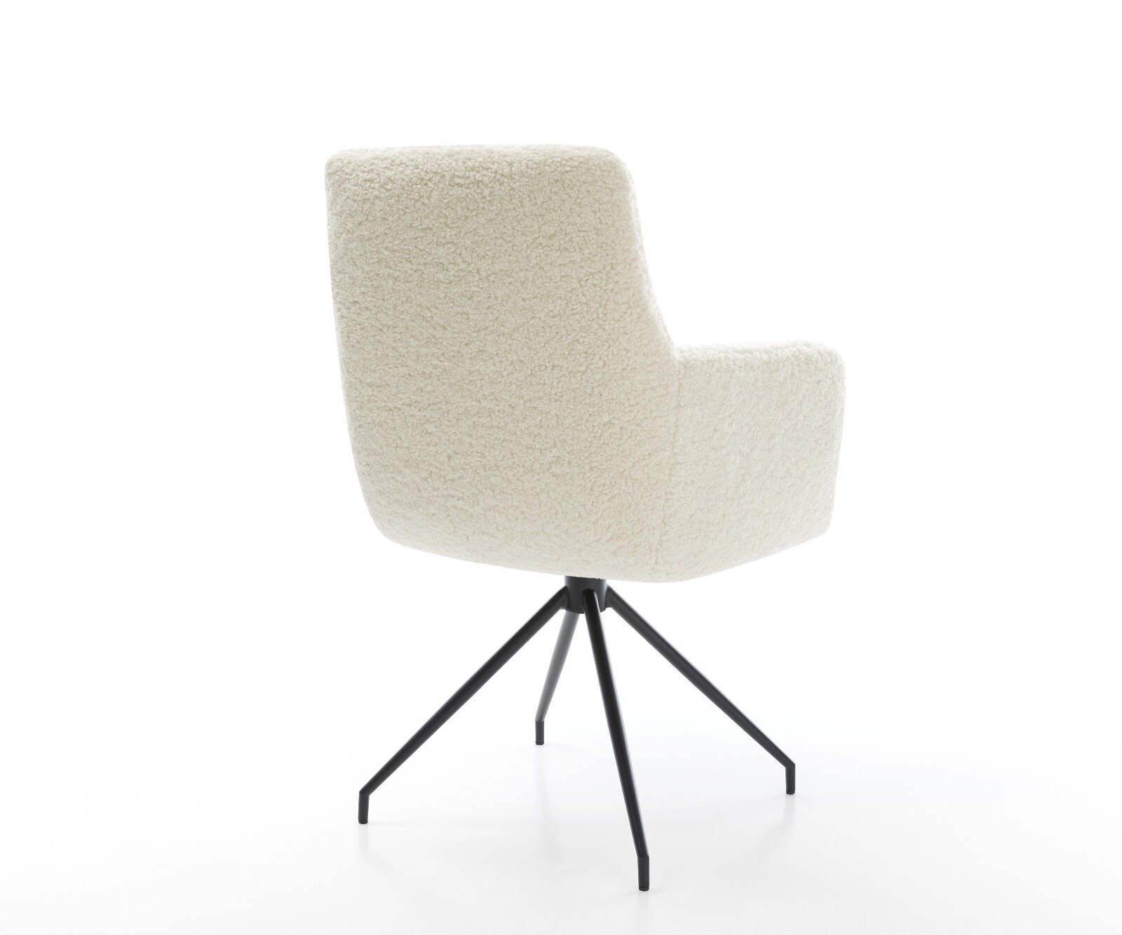 Esszimmerstuhl Heira-Flex mit Armlehnen Teddystoff Beige Kreuzgestell konisch Schwarz Taschenfederkern 5