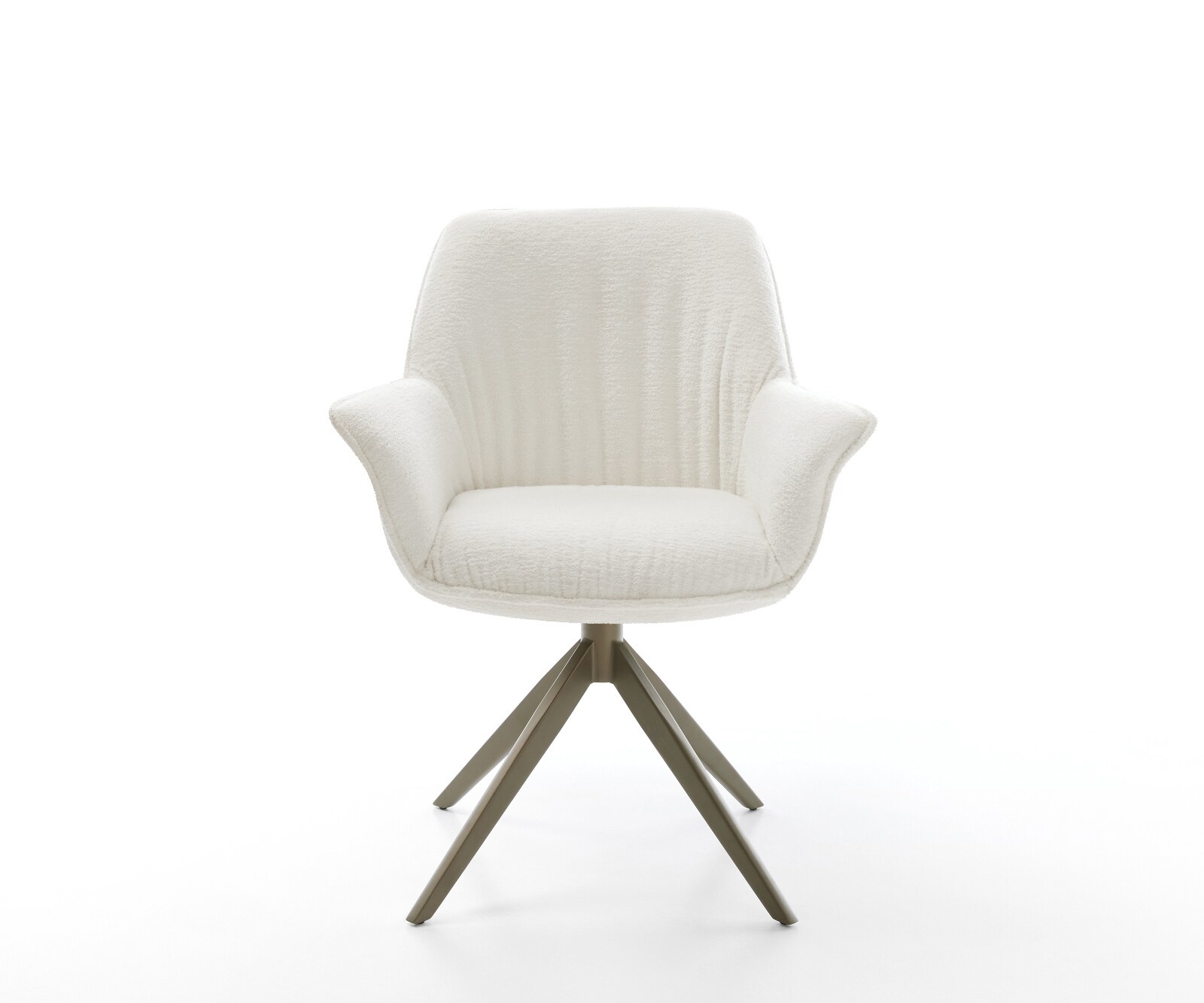 Drehstuhl Keila-Flex mit Armlehnen Bouclé Soft Beige Kreuzgestell breit Effektfinish Titan 360° drehbar Wippfunktion 1
