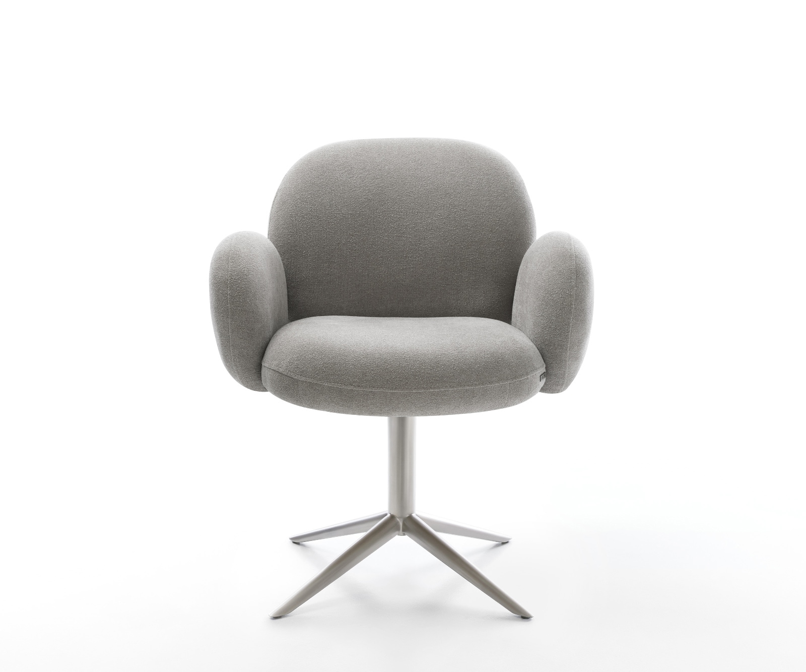 Drehstuhl Nube-Flex mit Armlehnen Strukturstoff Soft Grau Fußkreuz Edelstahl 360° drehbar Wippfunktion Taschenfederkern 1