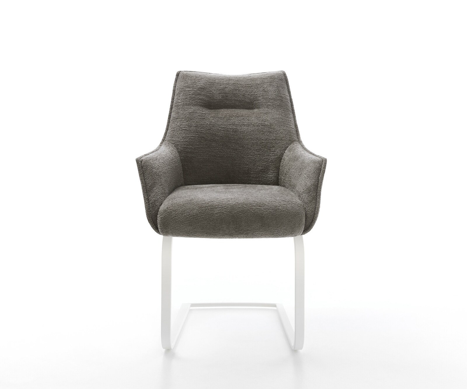 Freischwinger Alja-Flex mit Armlehnen Bouclé Soft Schlamm Freischwinger flach Weiß Taschenfederkern 1