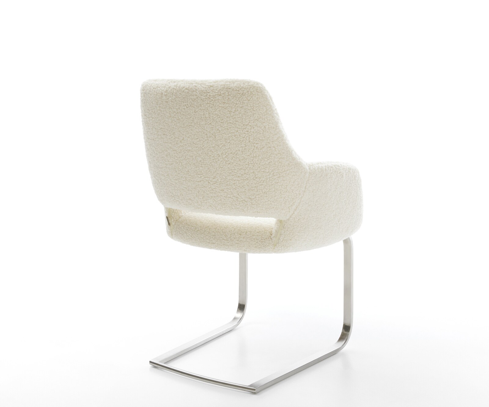 Freischwinger Yago-Flex mit Armlehnen Teddystoff Beige Freischwinger flach Edelstahl Taschenfederkern 4