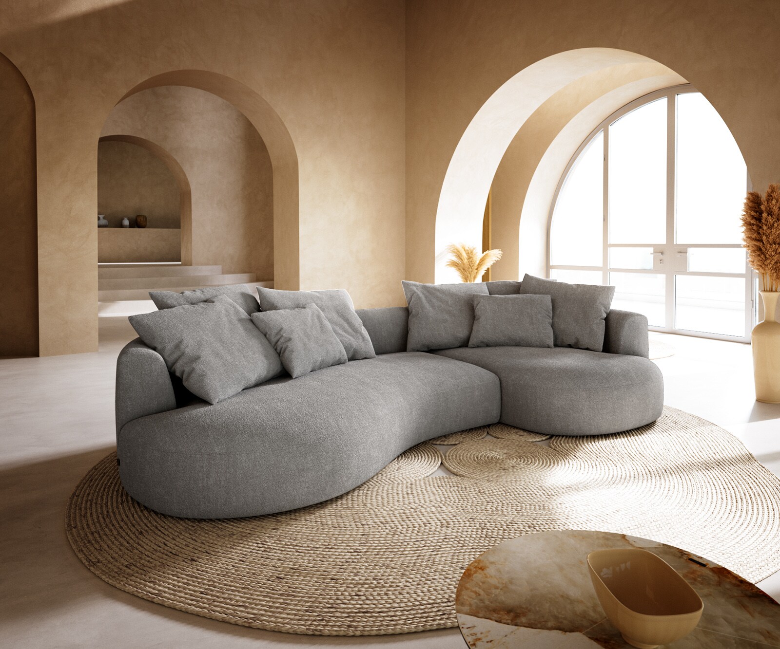 Big-Sofa Edina 330x170 cm Strukturstoff Soft Grau