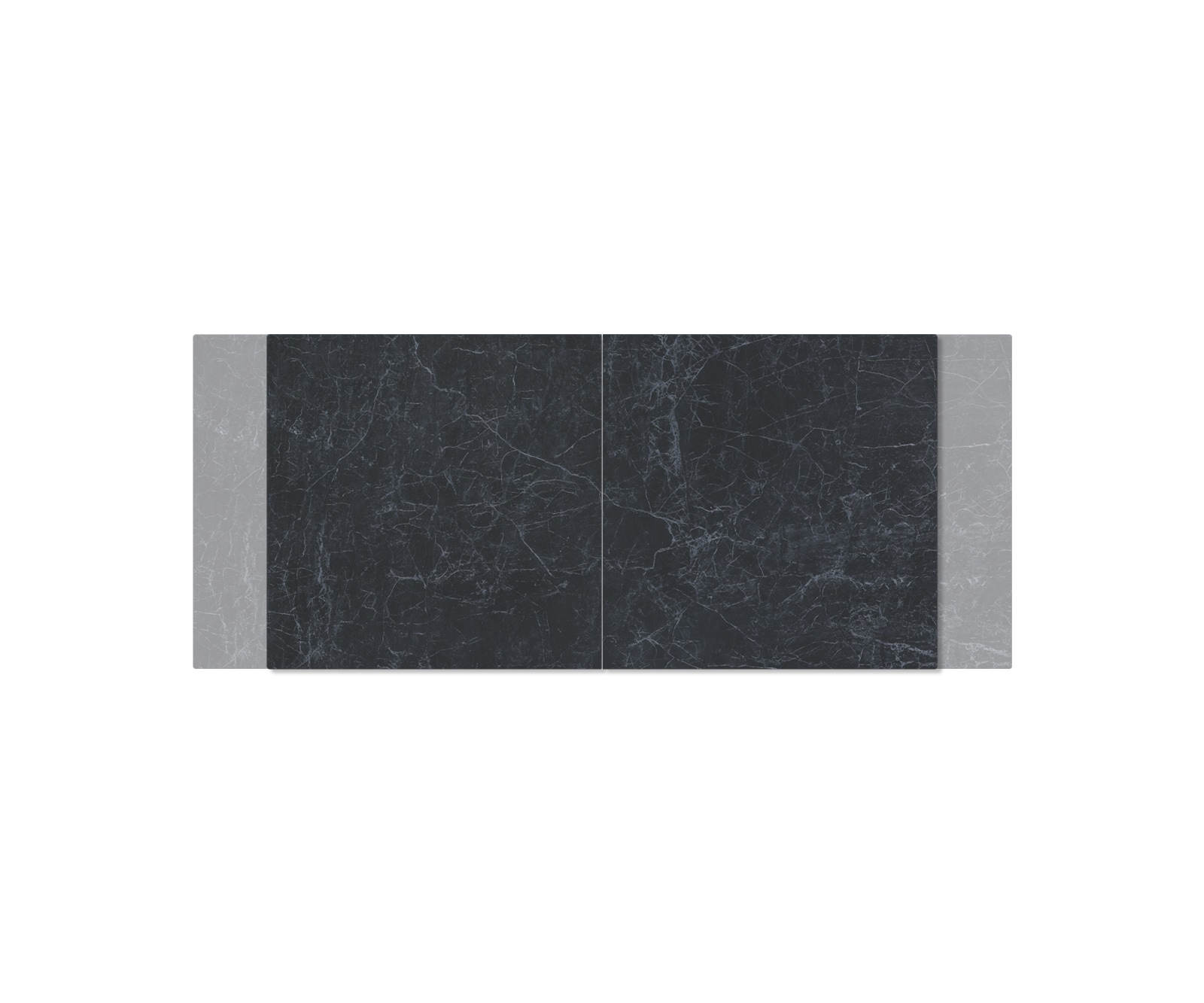 Esstisch Edge 180-220x90cm Keramik Laminam®Nero Greco Anthrazit Mittelfuß Flachstahl Silber ausziehbar 3