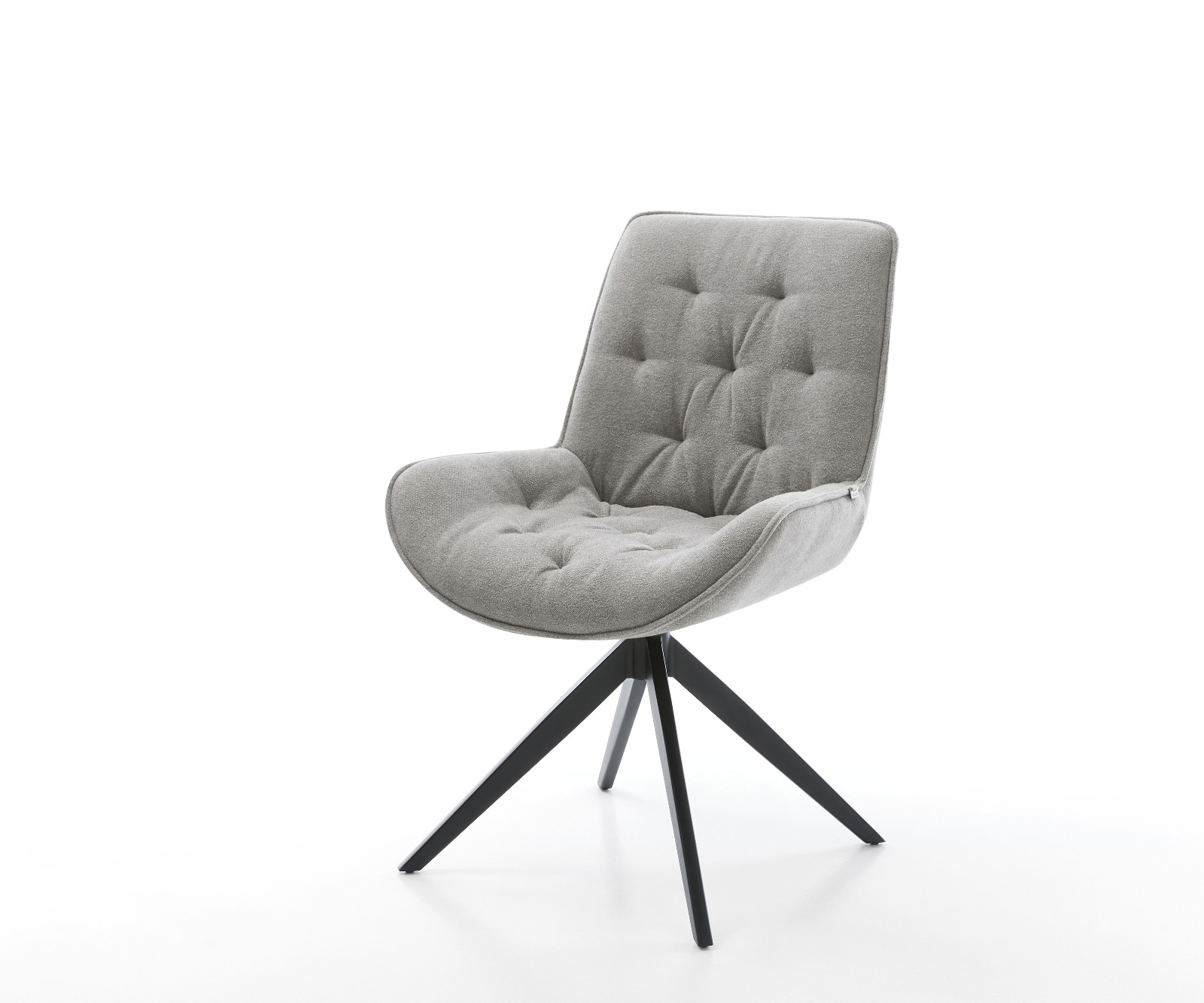 Drehstuhl Taimi-Flex Strukturstoff Soft Grau Kreuzgestell breit Schwarz 360° drehbar Wippfunktion