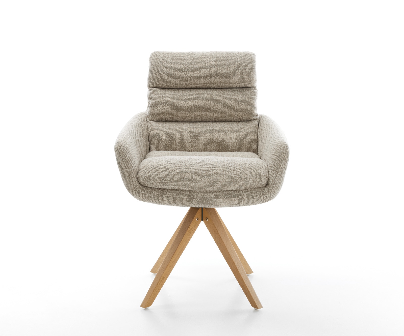 Drehstuhl Abelia-Flex mit Armlehnen Webstoff Soft Beige Holzgestell kantig Natur 180° drehbar 2