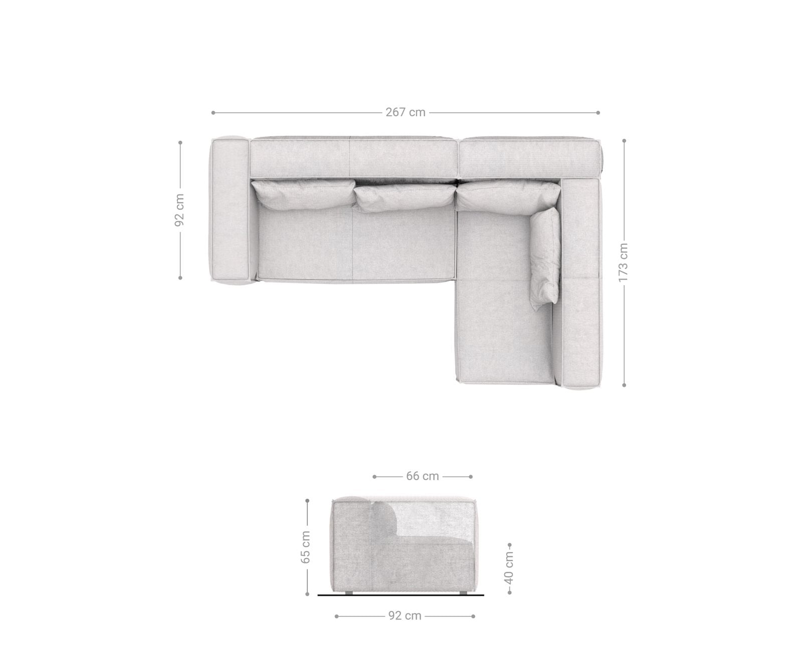 Ecksofa Brom 267x173 cm Graphite Ottomane variabel  6 Ecksofa Brom 267x173 cm Graphite Ottomane variabel  6
