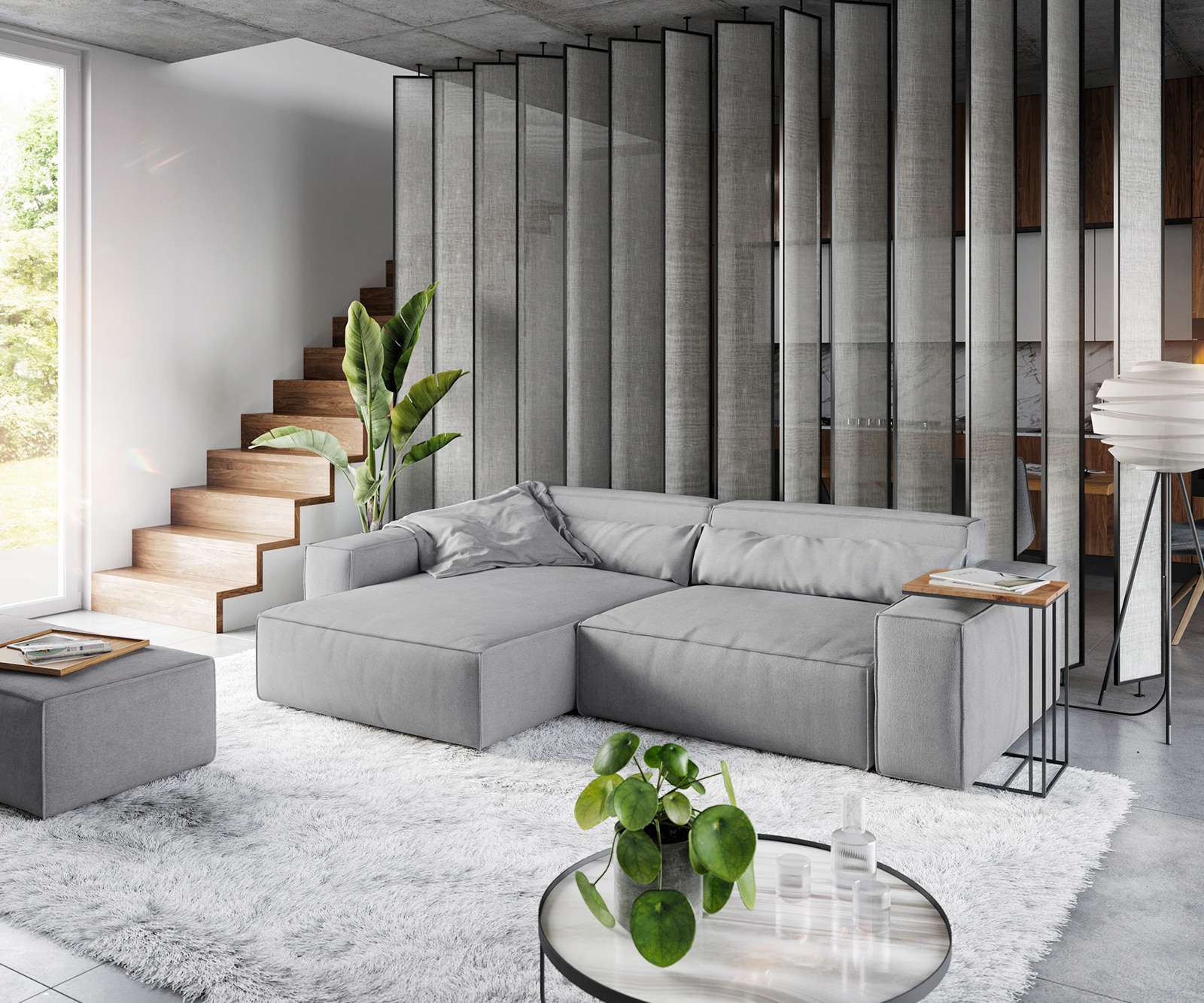 Ecksofa Sirpio XL 270x170 cm Mikrofaser Grau Recamiere variabel mit Hocker 1 Ecksofa Sirpio XL 270x170 cm Mikrofaser Grau Recamiere variabel mit Hocker 1
