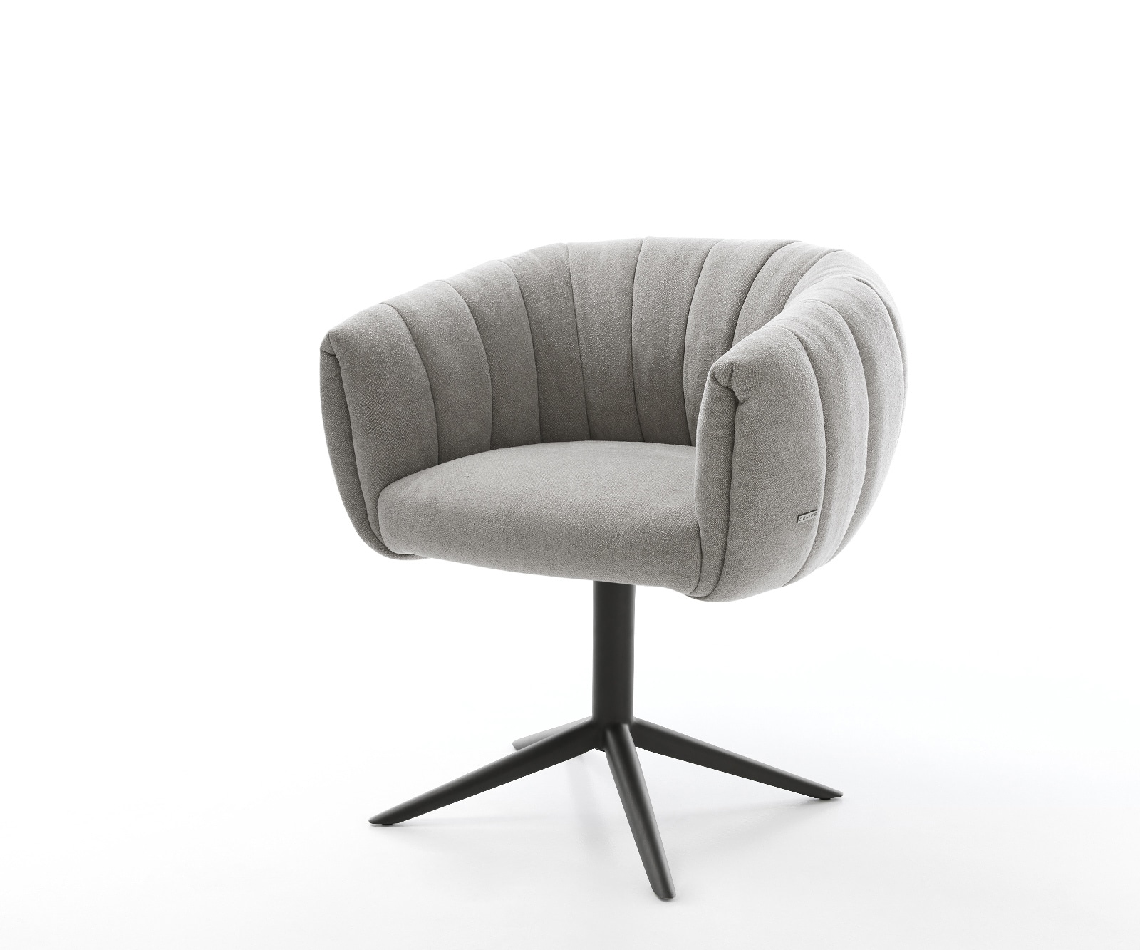 Drehstuhl Jada-Flex Strukturstoff Soft Grau Fußkreuz Schwarz 360° drehbar Wippfunktion Taschenfederkern