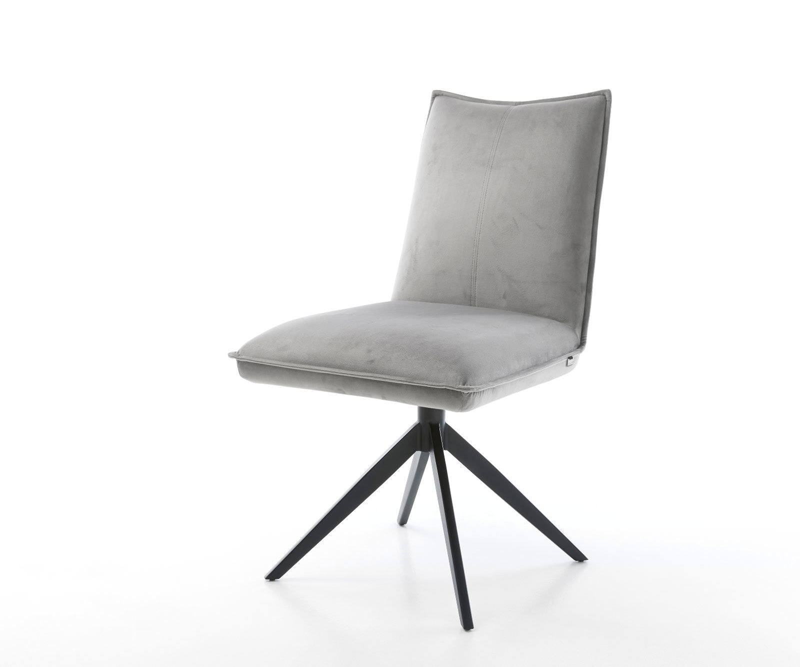 Drehstuhl Lelio-Flex Samt Grau Kreuzgestell breit Schwarz 360° drehbar Wippfunktion Taschenfederkern Drehstuhl Lelio-Flex Samt Grau Kreuzgestell breit Schwarz 360° drehbar Wippfunktion Taschenfederkern