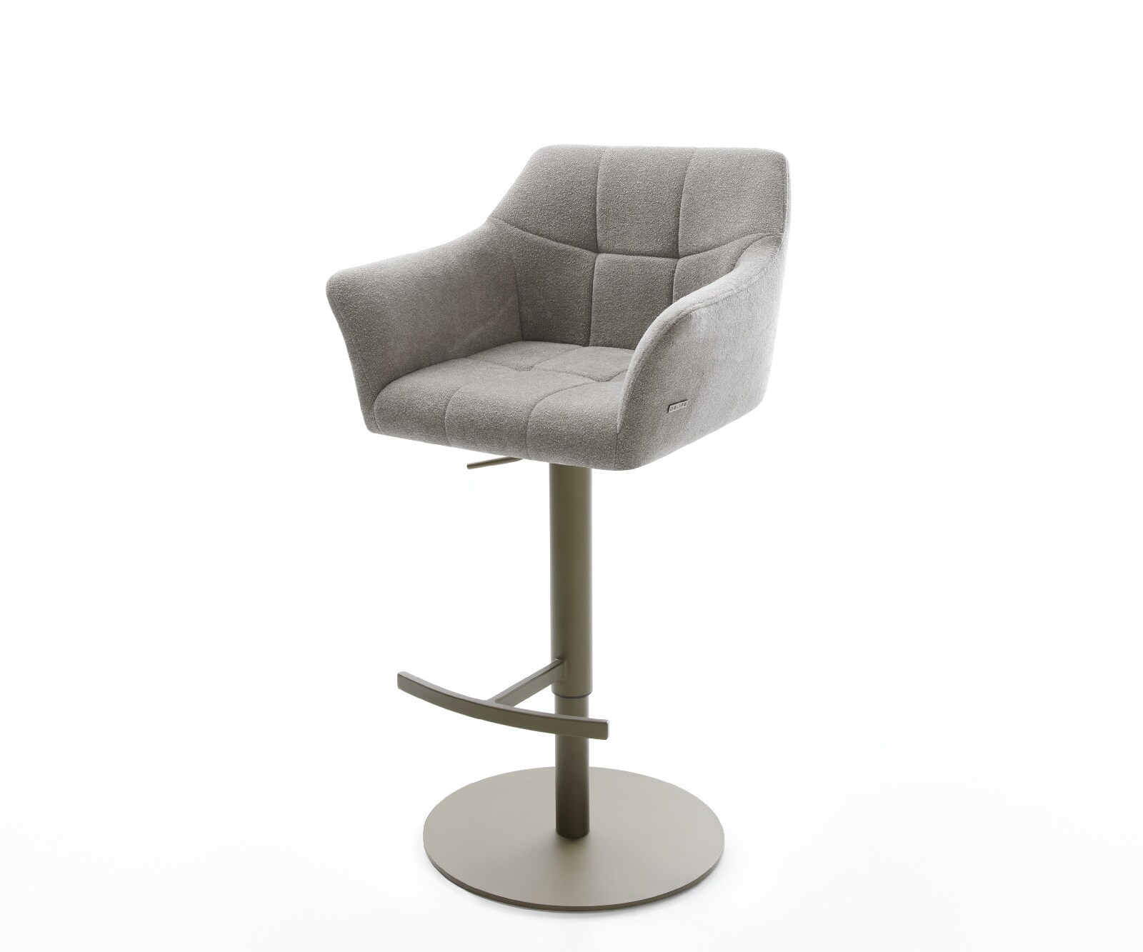 Barstuhl Yulo-Flex Strukturstoff Soft Grau Drehfuß höhenverstellbar Metall Titanfarben 1