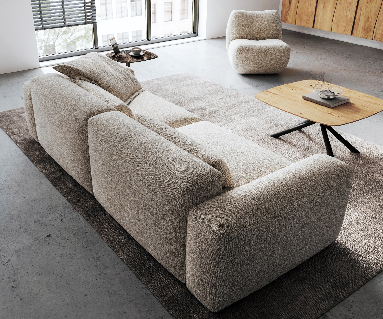 Big-Sofa Freestyle 280x110 cm Webstoff Soft Beige Kappnaht 3