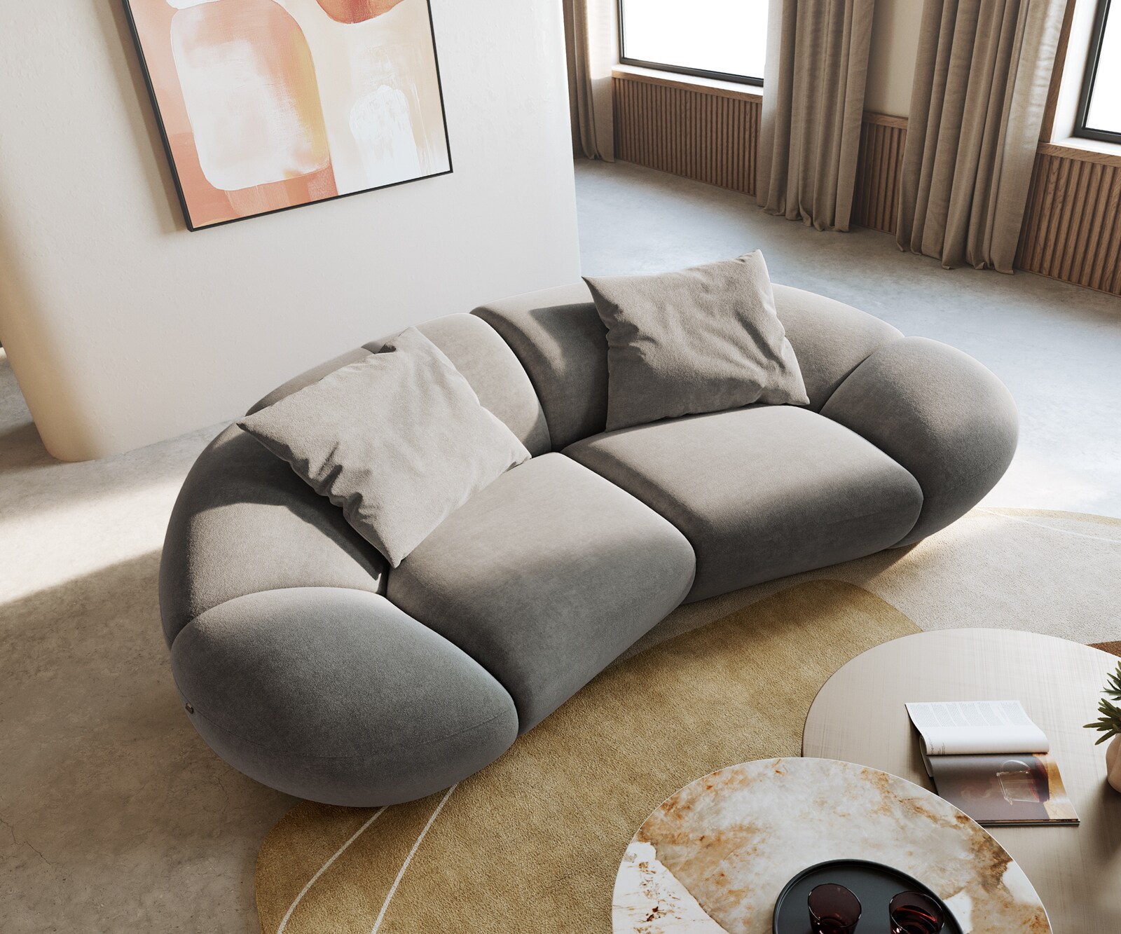 2-Sitzer Lunna 280x170 cm Strukturstoff Soft Grau 2 Kissen 5