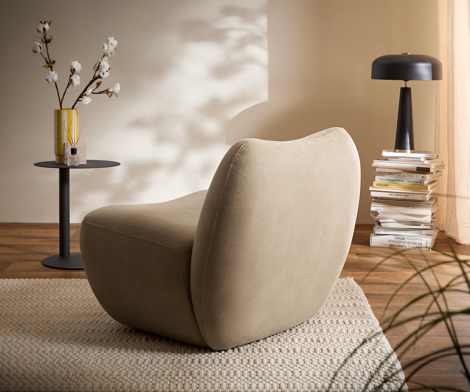 Loungesessel Zena 75x85 cm Mikrofaser Beige Vintage 4