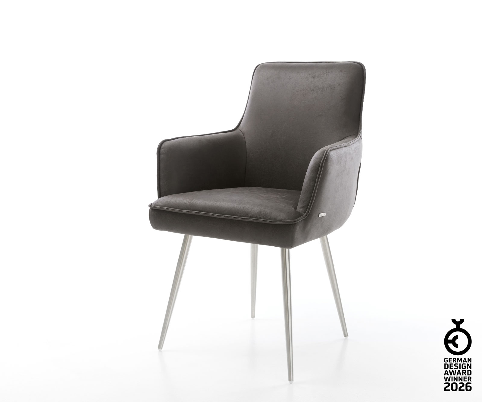 Esszimmerstuhl Heira-Flex mit Armlehnen Mikrofaser Anthrazit Vintage 4-Fuß günstig online kaufen