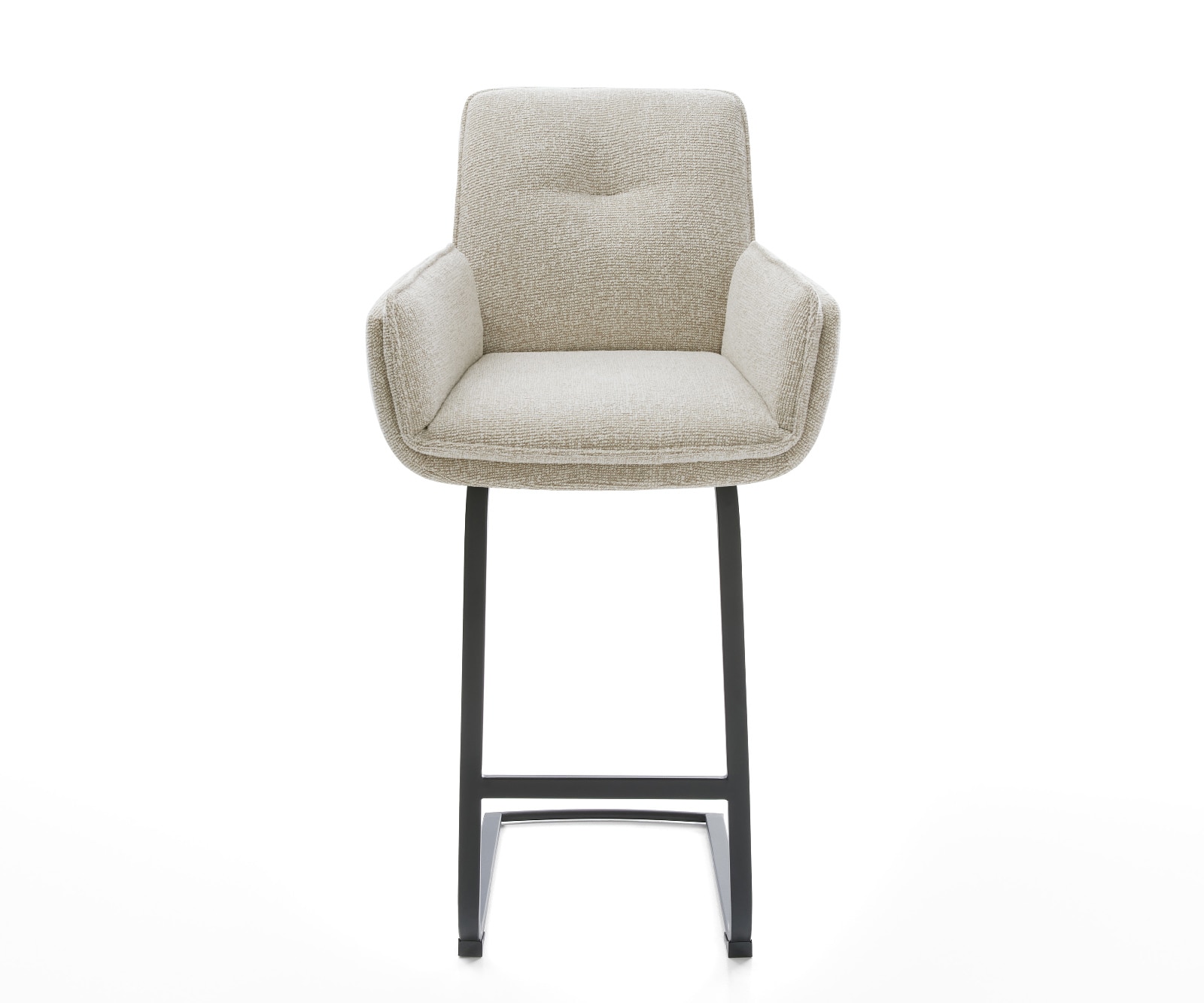 Barstuhl Nela-Flex Webstoff Soft Beige Freischwinger Flach Metall Schwarz 2