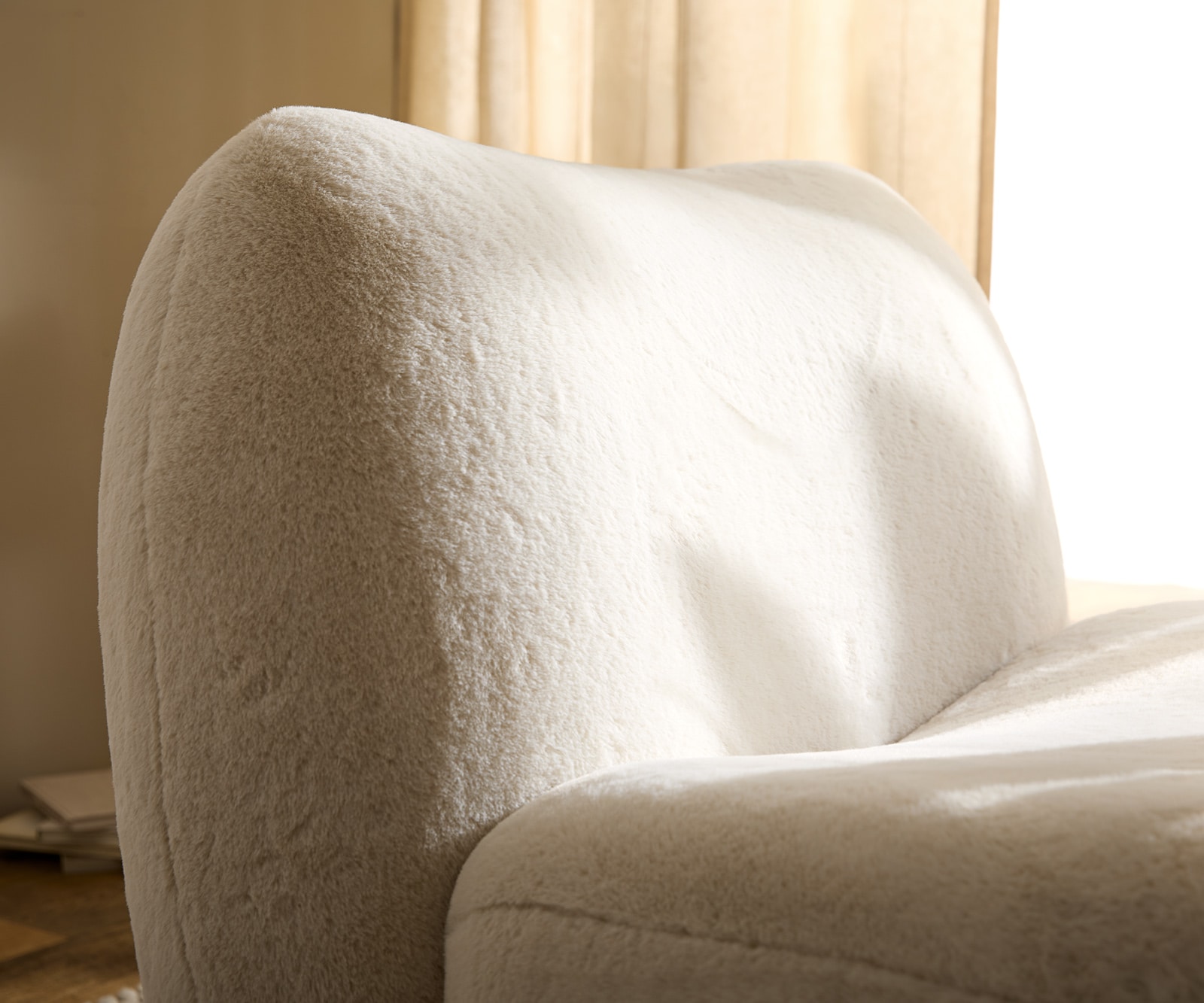 Loungesessel Zena 75x85 cm Plüsch Creme-Weiß 5