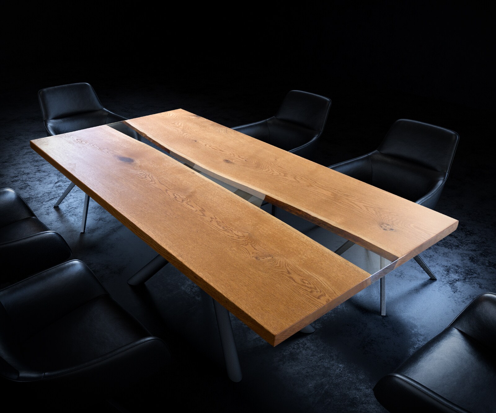 Tischplatte Eiche Natur 200 cm Epoxid Transparent Unikat Nr. 32329