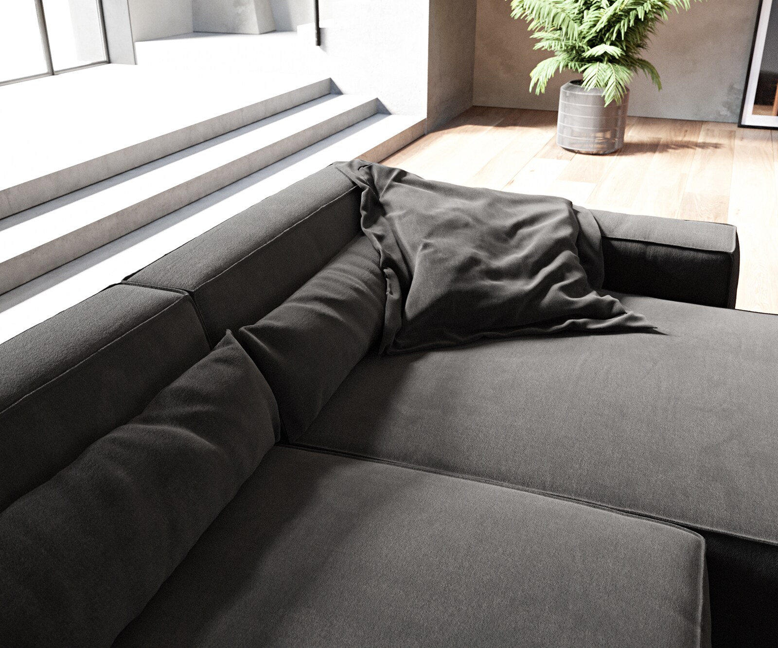 Ecksofa Sirpio XL 370x170 cm Mikrofaser Schwarz Recamiere variabel 4