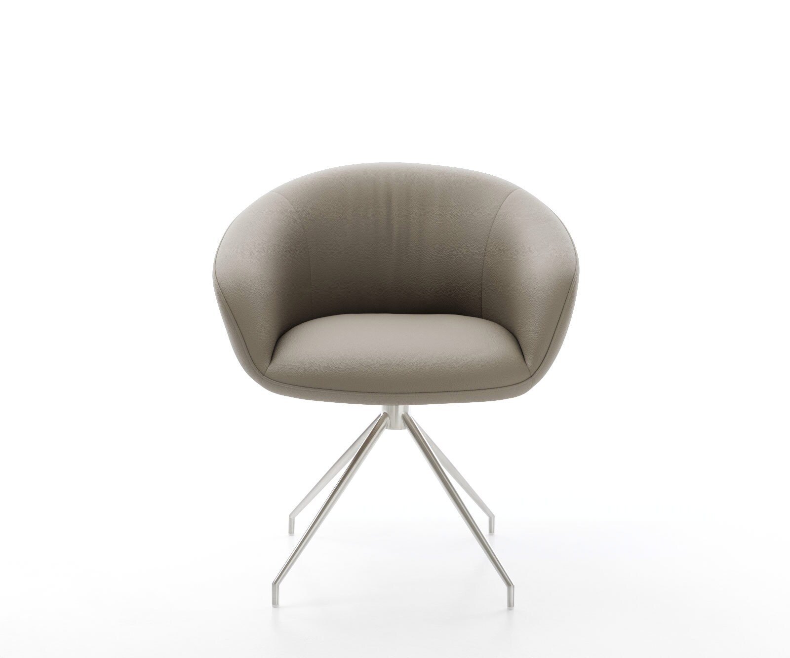 Drehstuhl Vinka-Flex mit Armlehnen Echt-Leder Schlamm Kreuzgestell konisch Edelstahl 180° drehbar Taschenfederkern 1