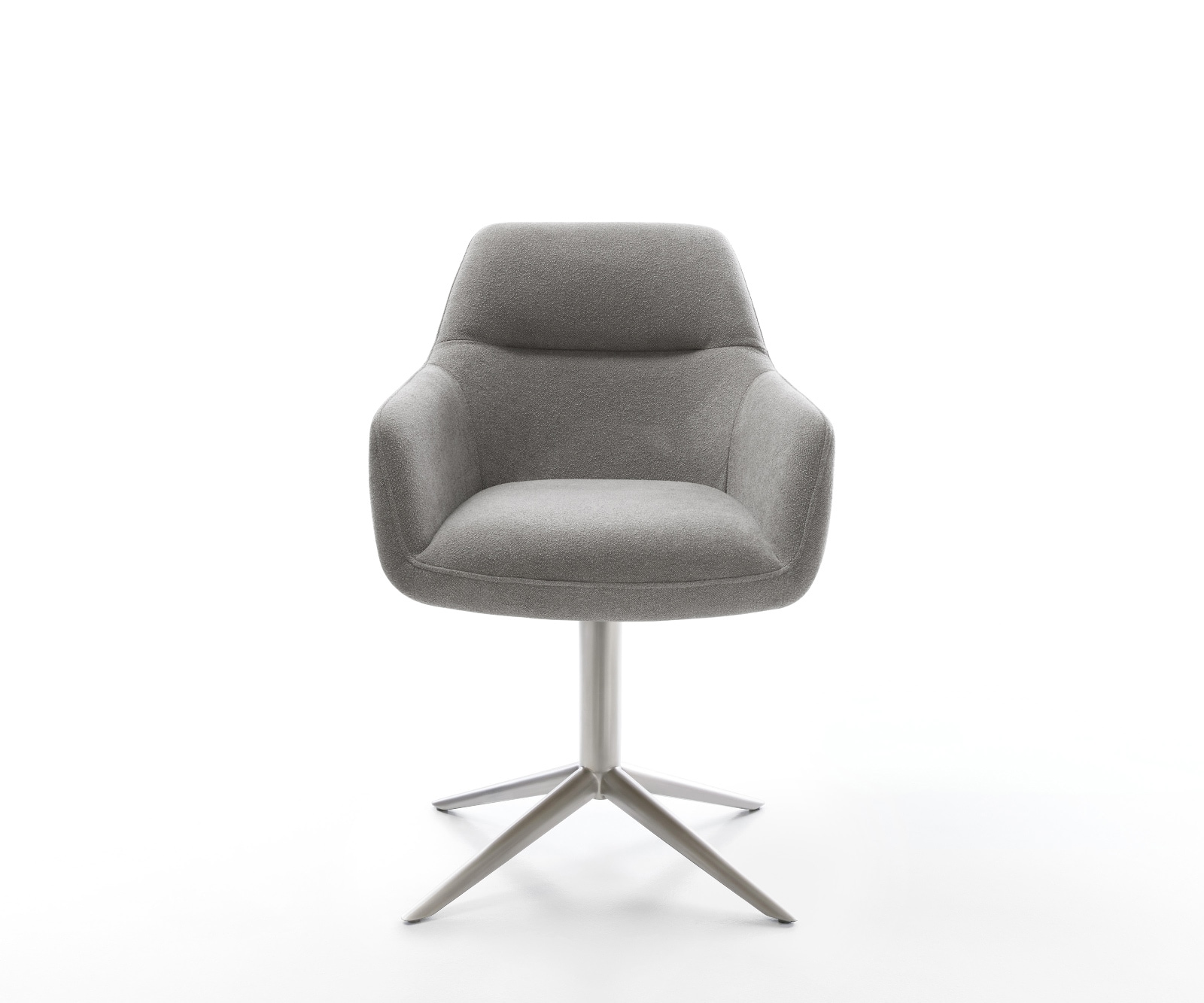 Drehstuhl Pejo-Flex Strukturstoff Soft Grau Fußkreuz Edelstahl 360° drehbar Wippfunktion Taschenfederkern 1