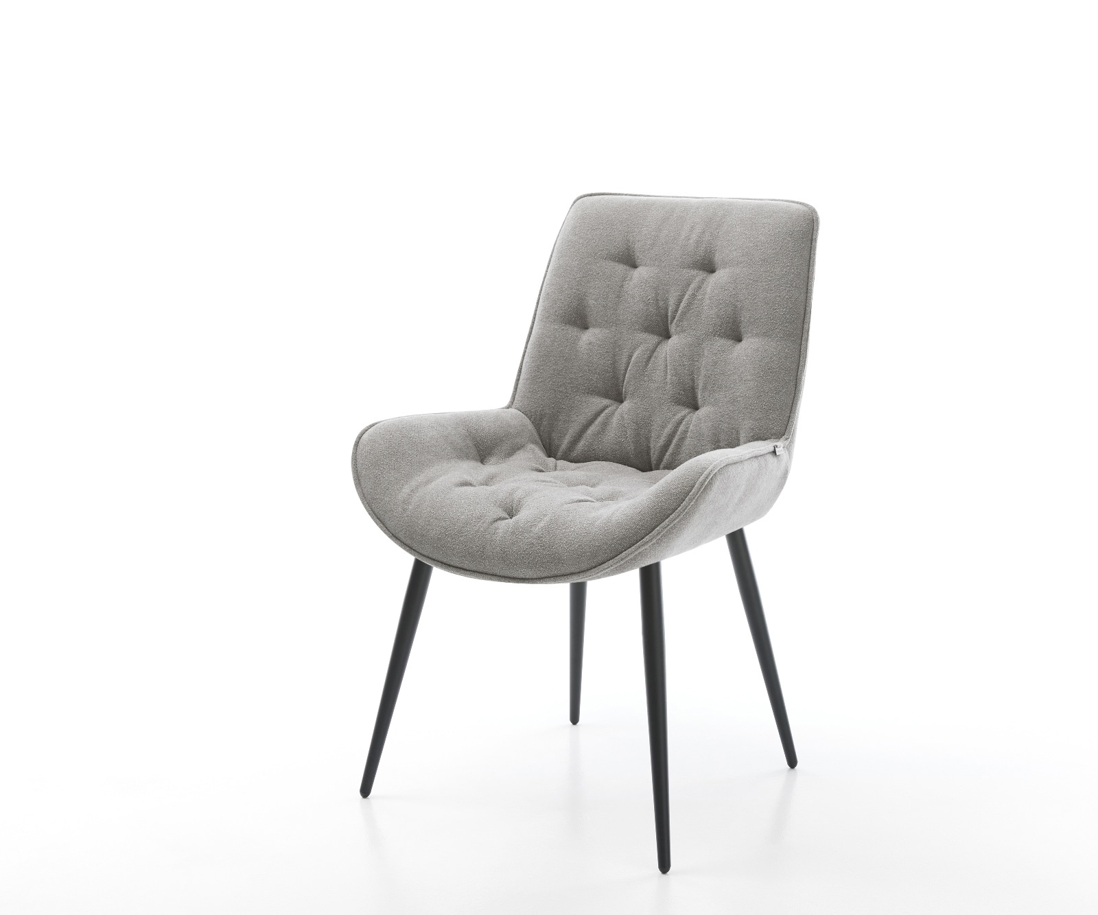 Esszimmerstuhl Taimi-Flex Strukturstoff Soft Grau 4-Fuß konisch Schwarz 1